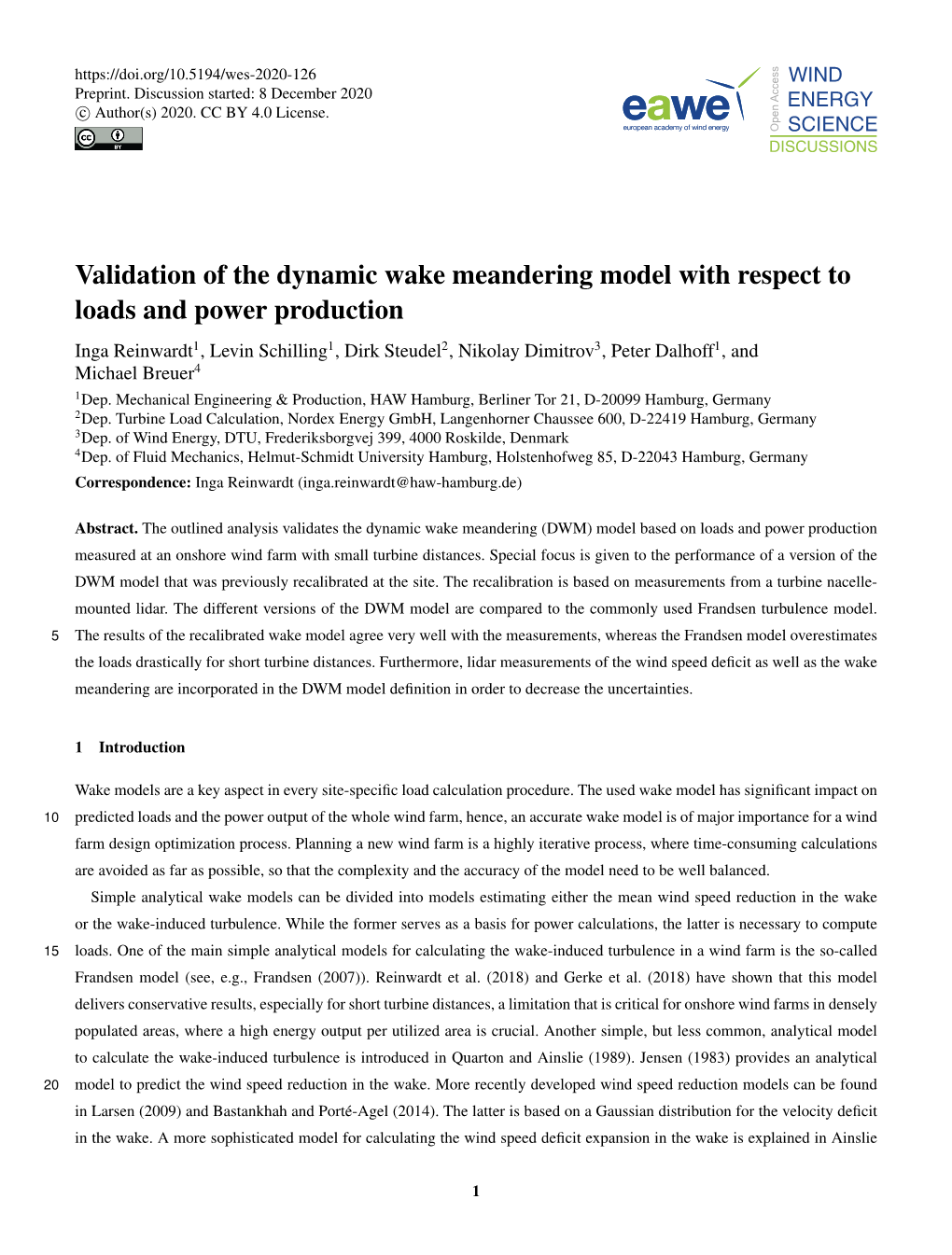Validation of the Dynamic Wake Meandering Model with Respect To