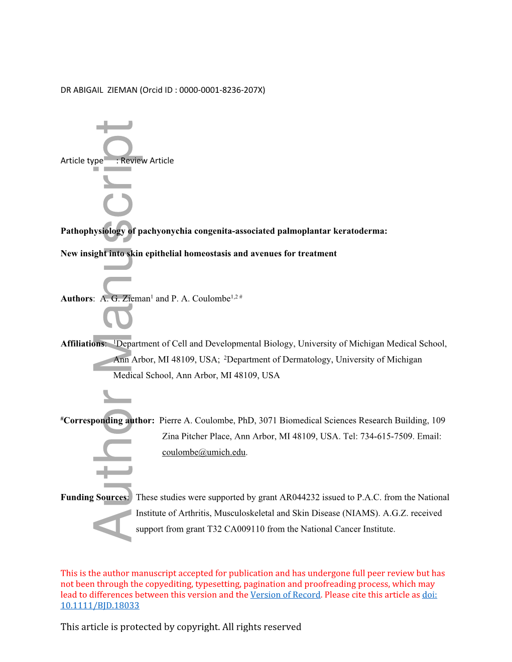 Associated Palmoplantar Keratoderma