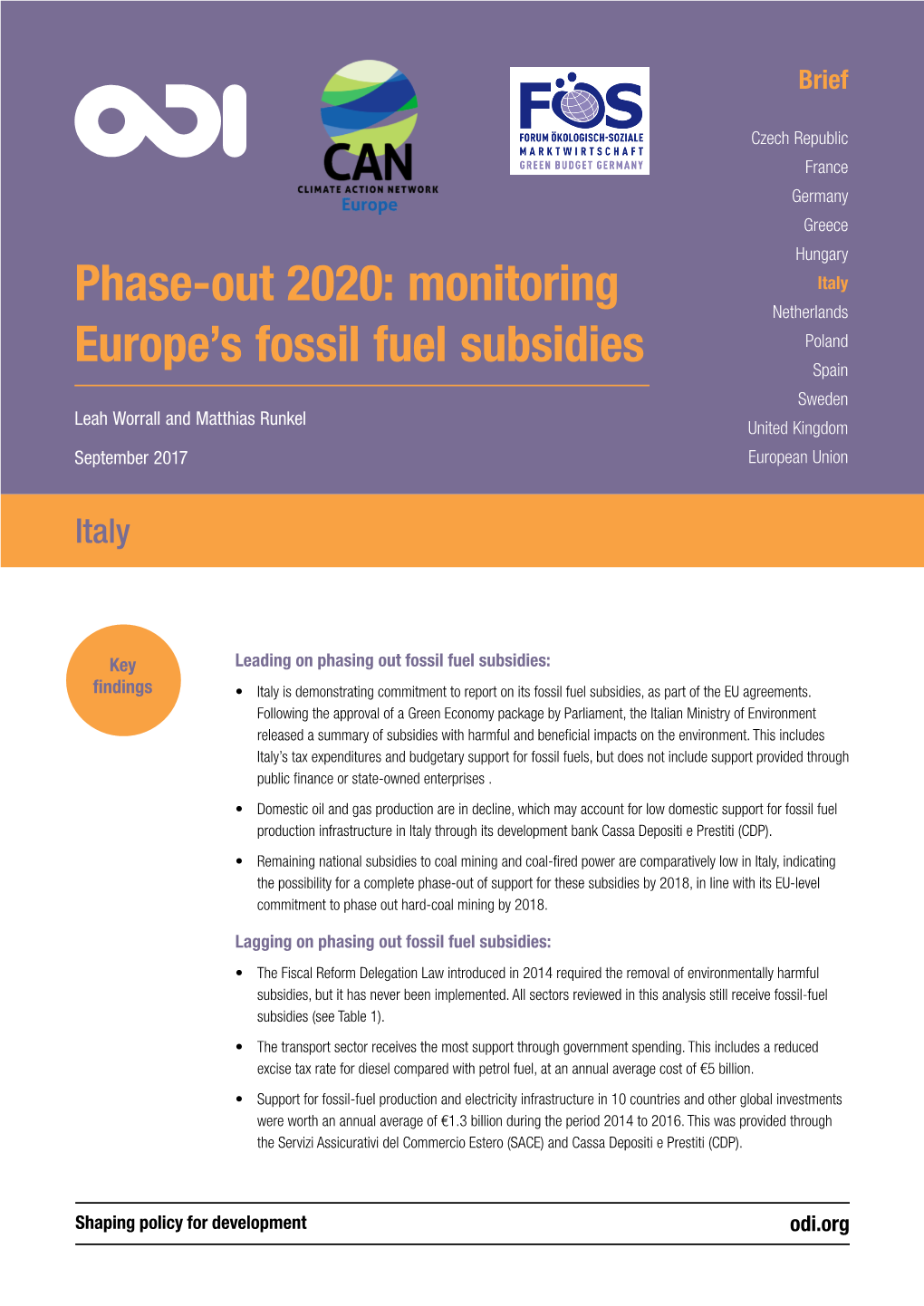 Phase-Out 2020: Monitoring Europe's Fossil Fuel Subsidies