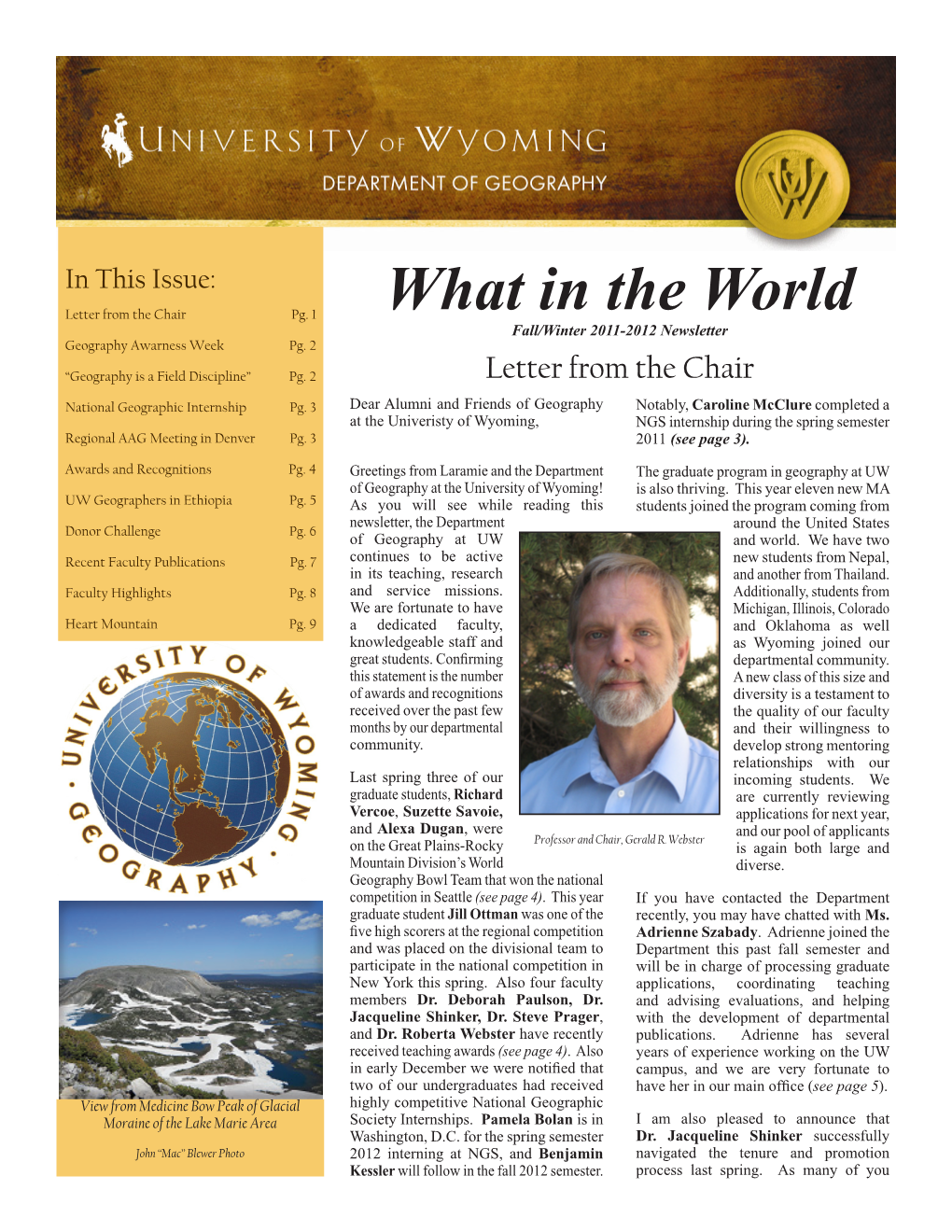 What in the World Fall/Winter 2011-2012 Newsletter Geography Awarness Week Pg