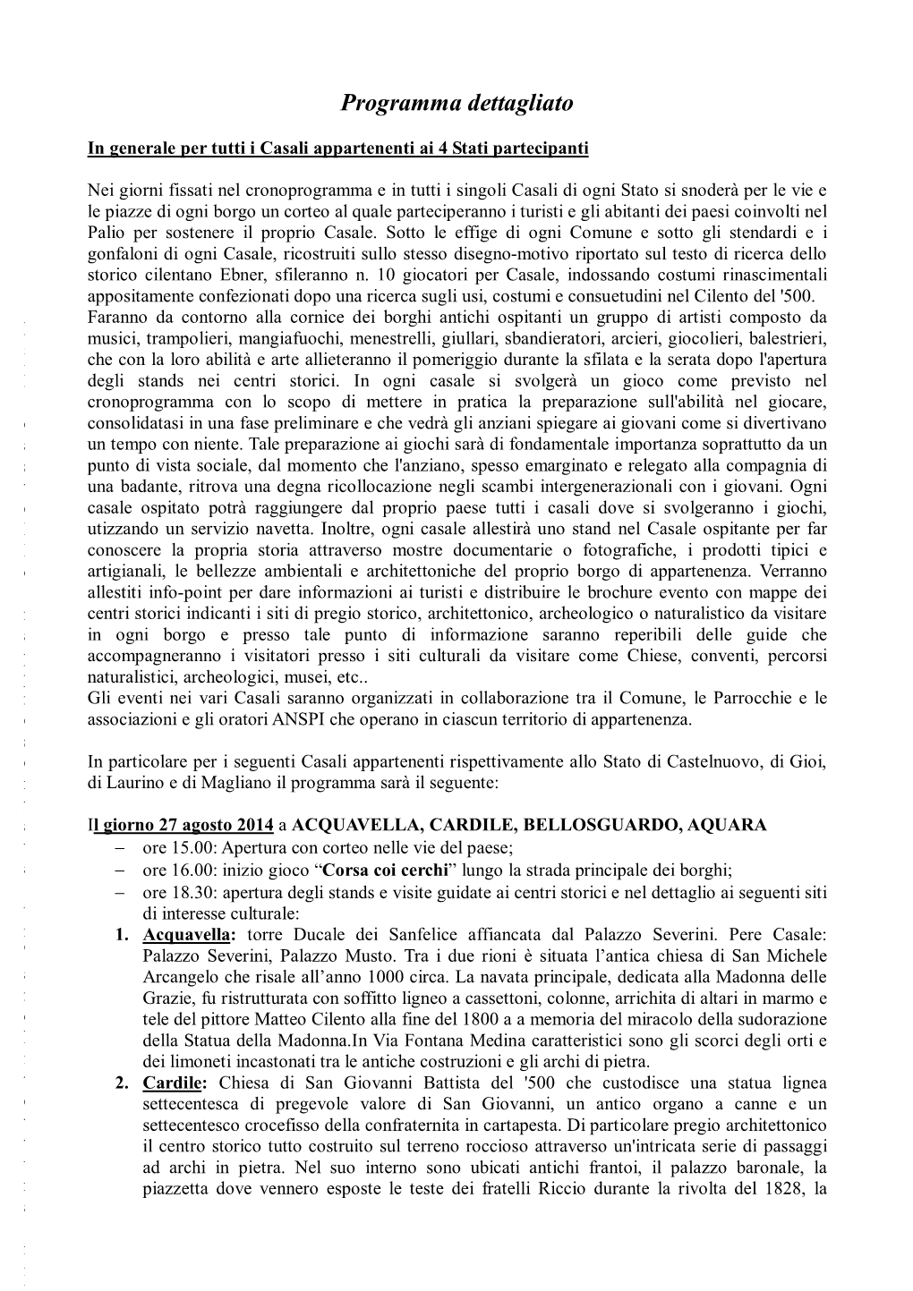 Programma Dettagliato