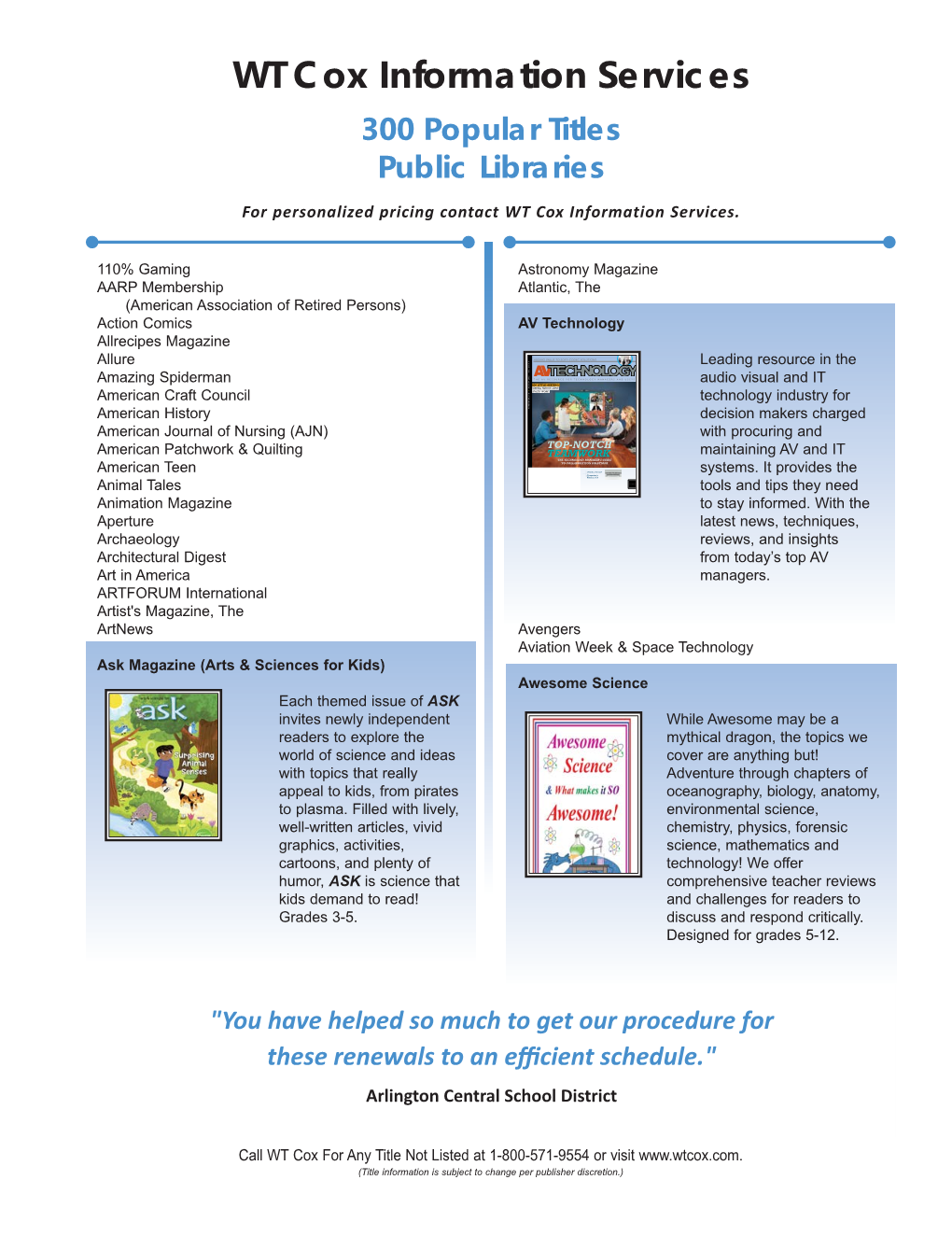 WT Cox Information Services 300 Popular Titles Public Libraries