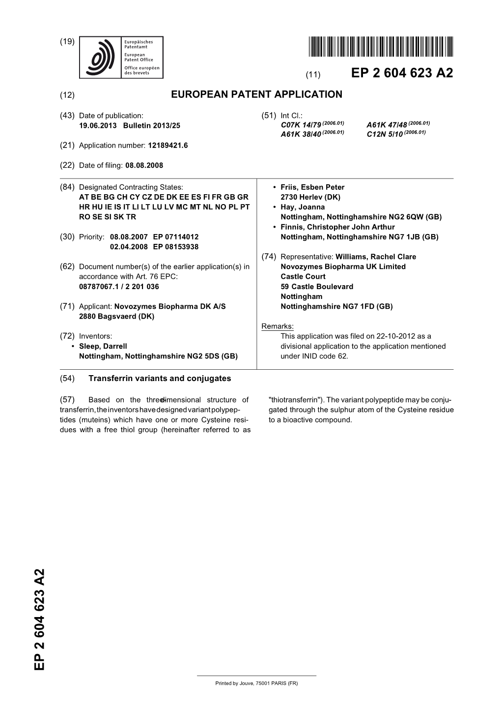 Transferrin Variants and Conjugates