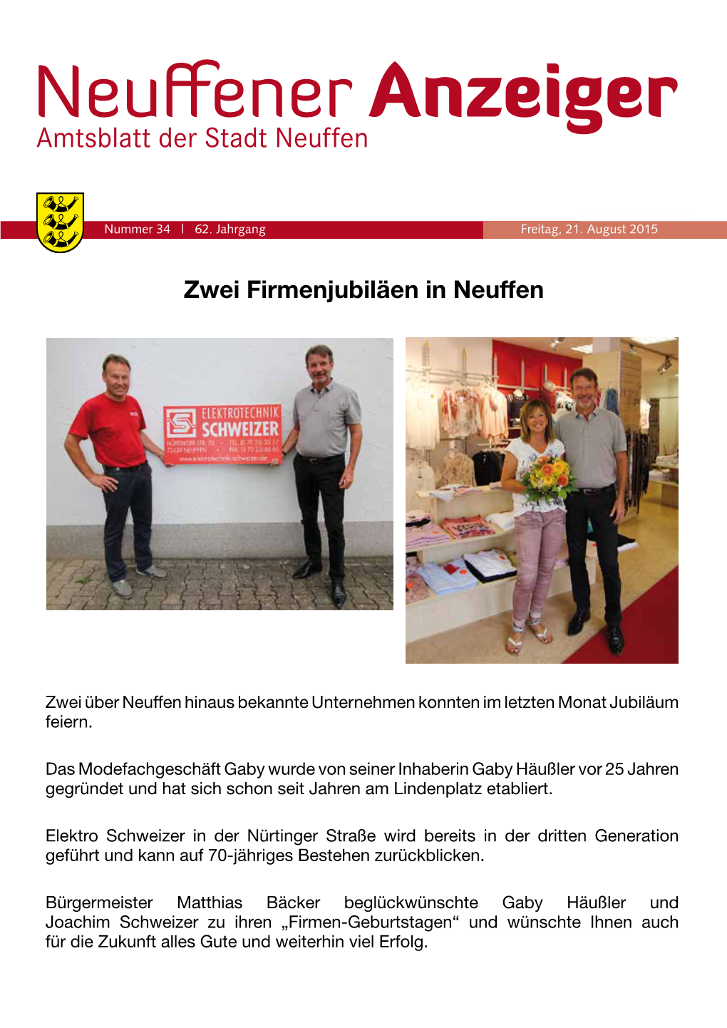 Zwei Firmenjubiläen in Neuffen