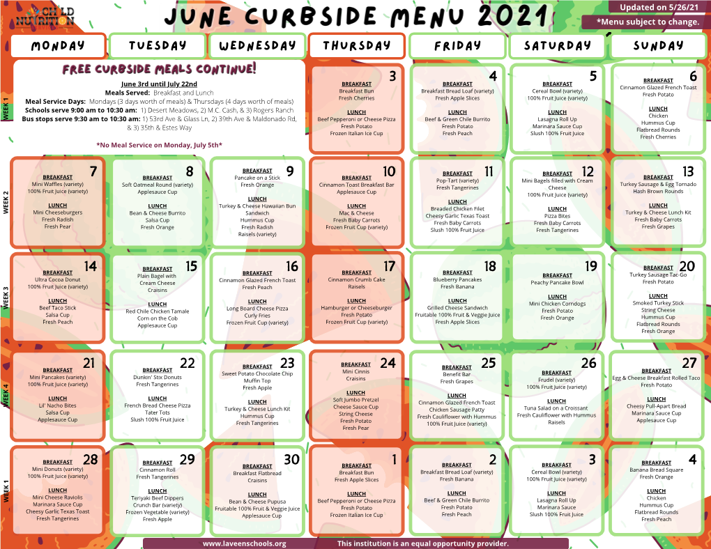 Curbside June Menu 2021