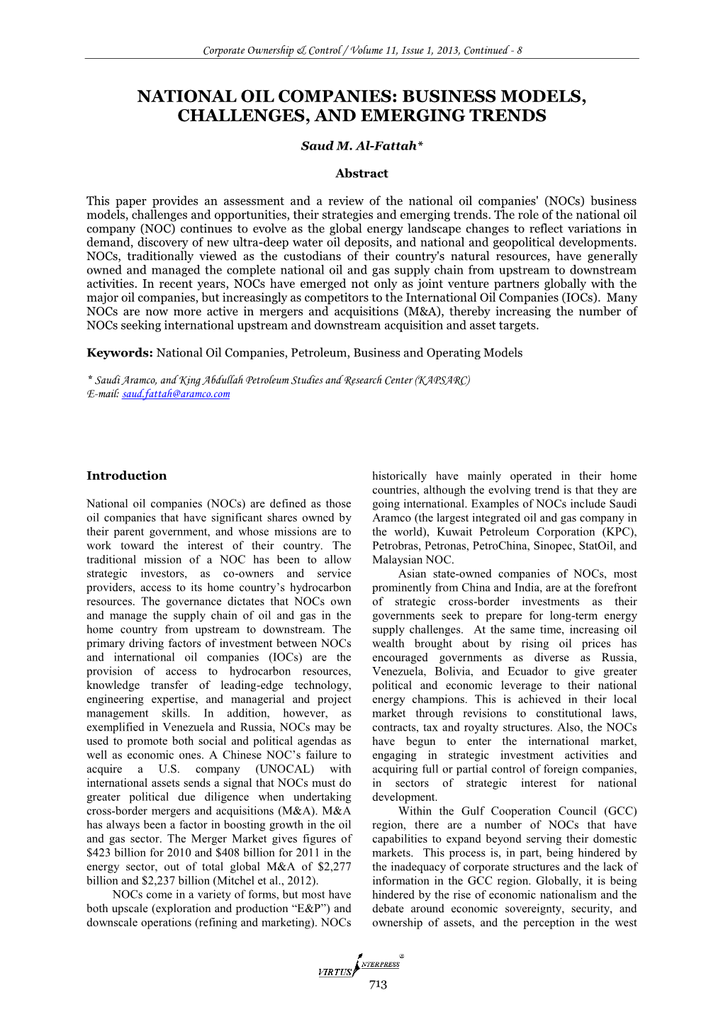 National Oil Companies: Business Models, Challenges, and Emerging Trends