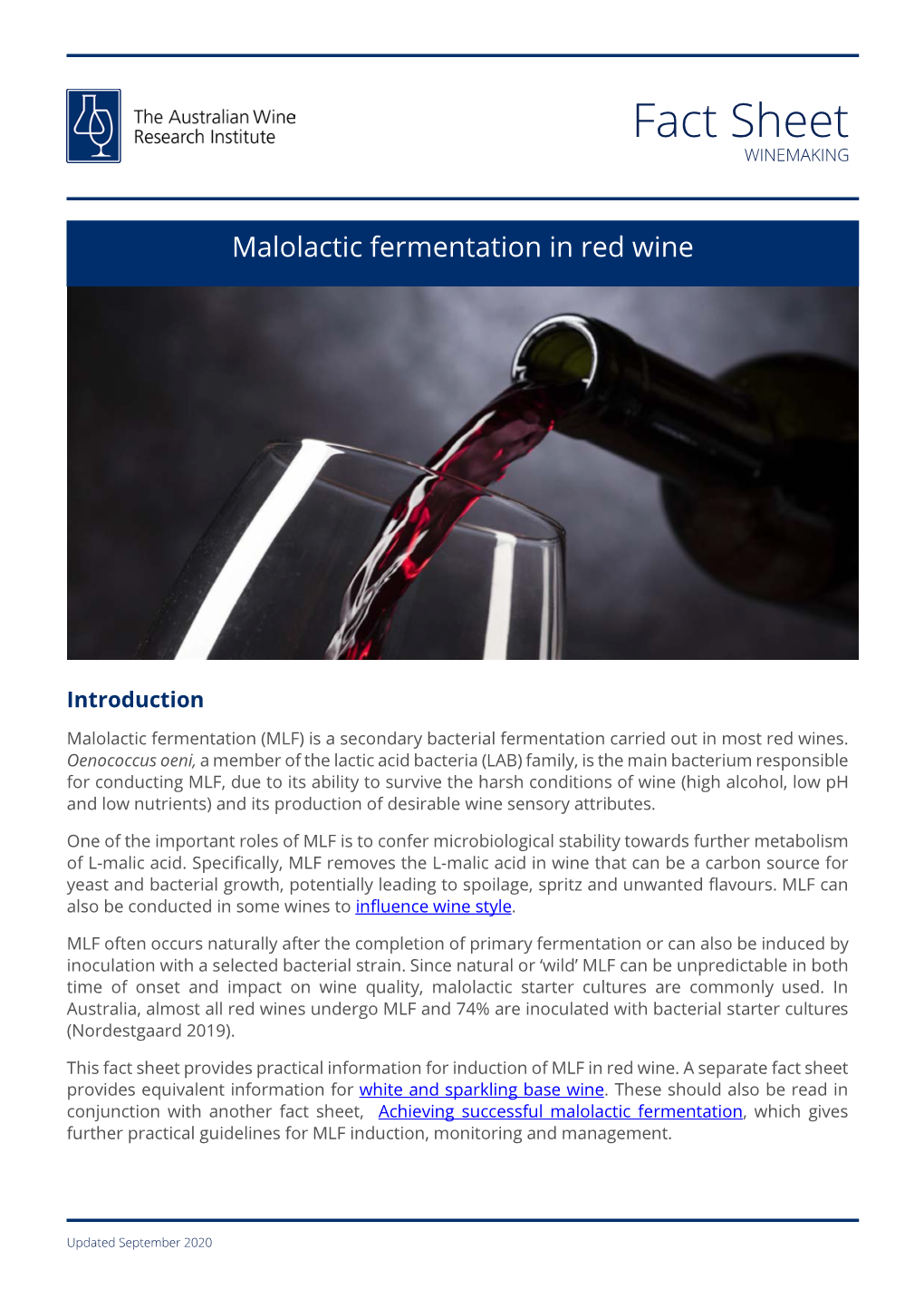 Malolactic Fermentation in Red Wine