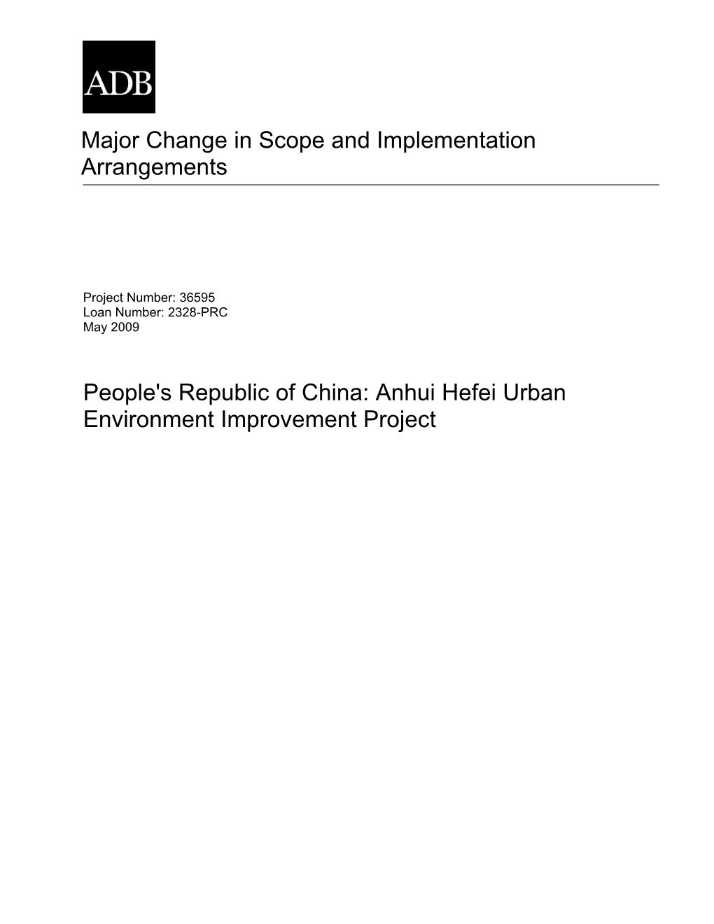 Anhui Hefei Urban Environment Improvement Project