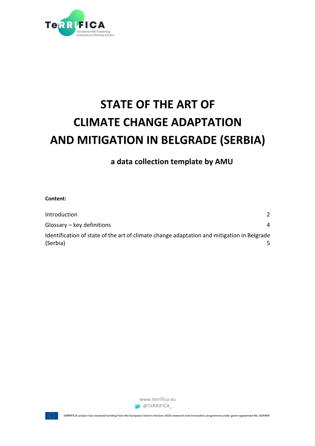 State of the Art of Climate Change Adaptation and Mitigation in Belgrade (Serbia)