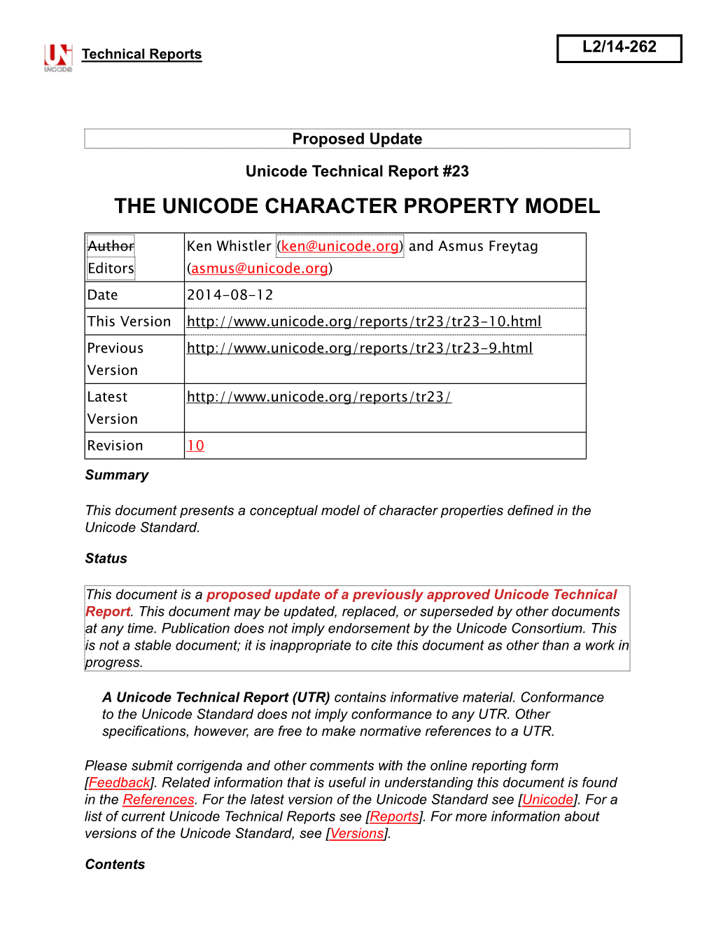 UTR #23: the Unicode Character Property Model