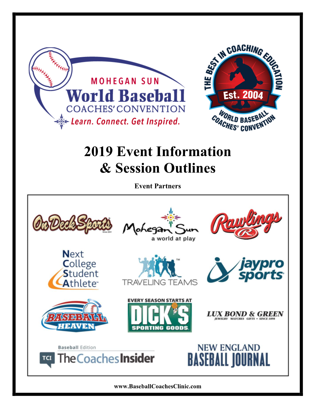 2019 Event Information & Session Outlines