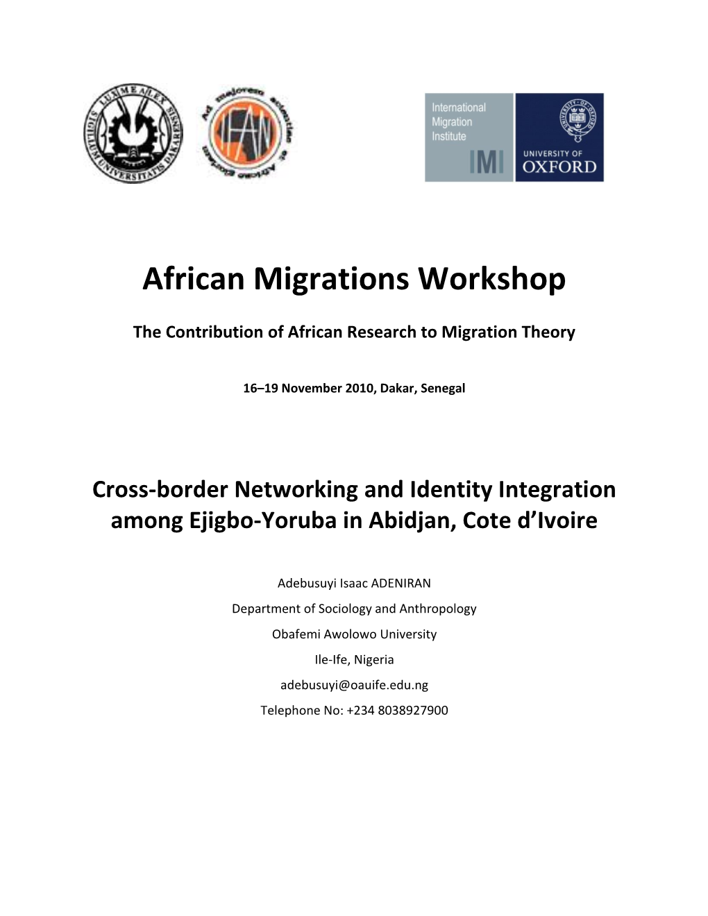 African Migrations Workshop