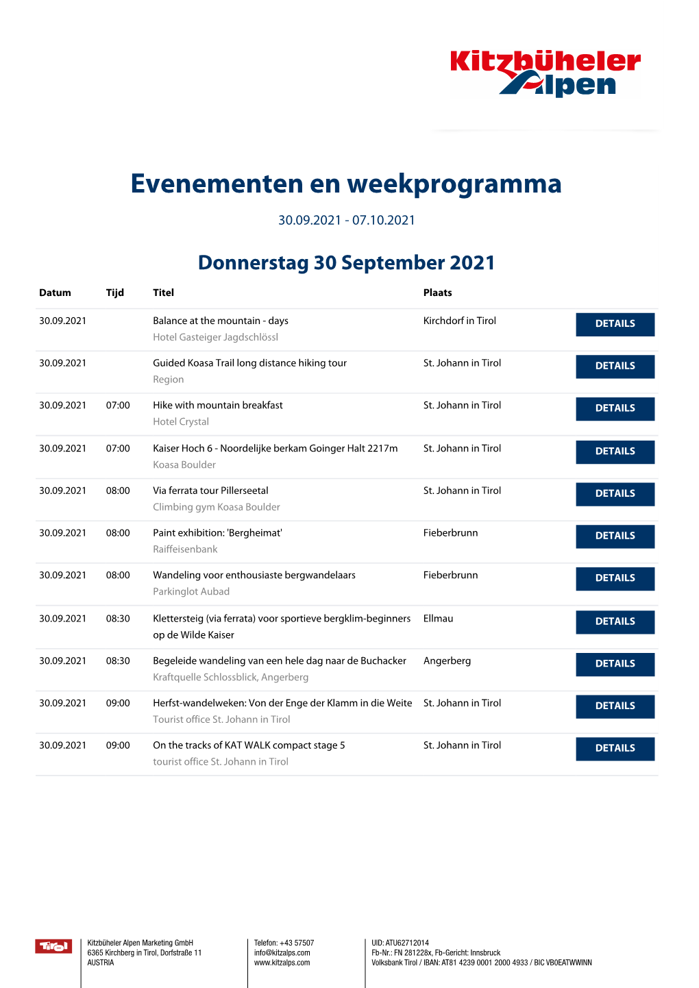 Evenementen En Weekprogramma