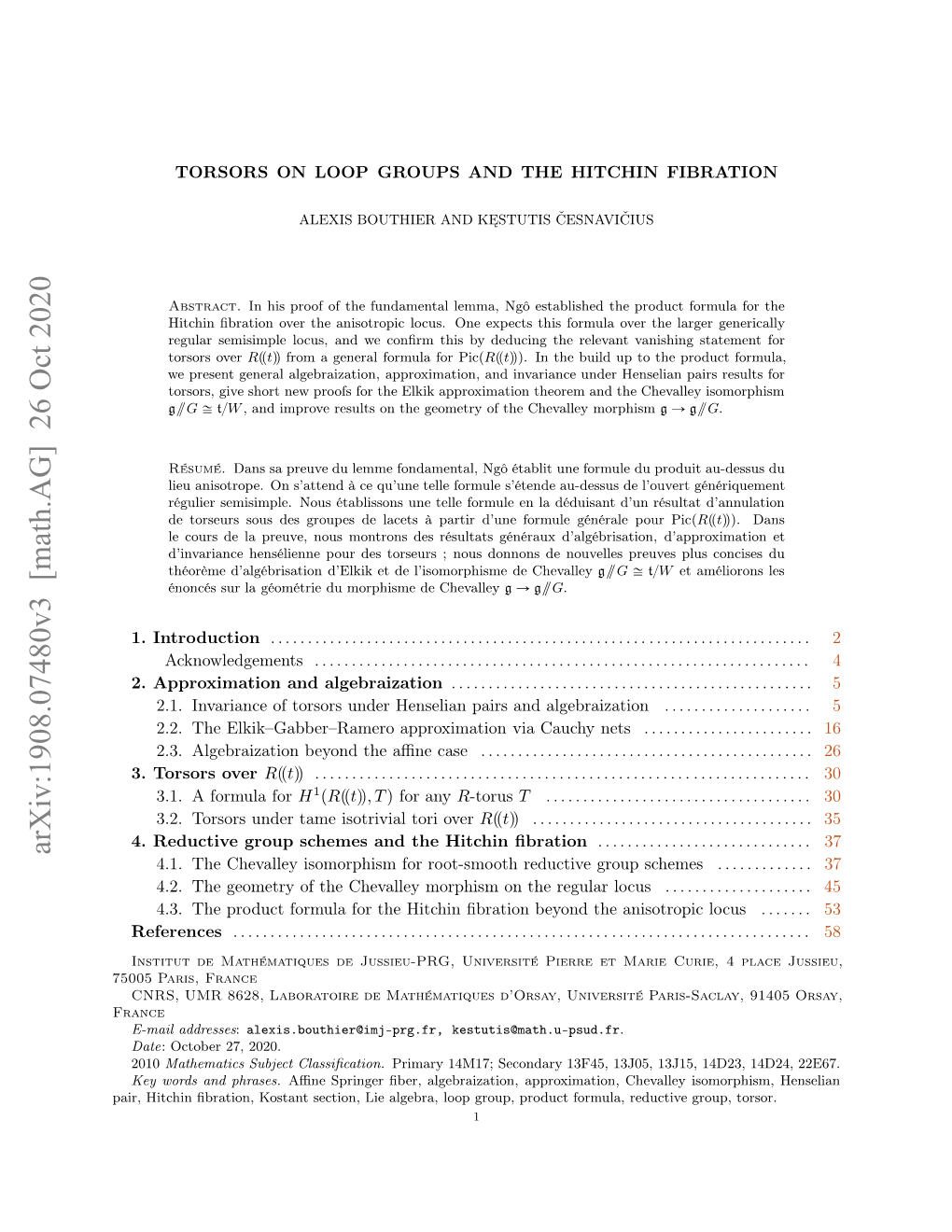 Arxiv:1908.07480V3 [Math.AG]