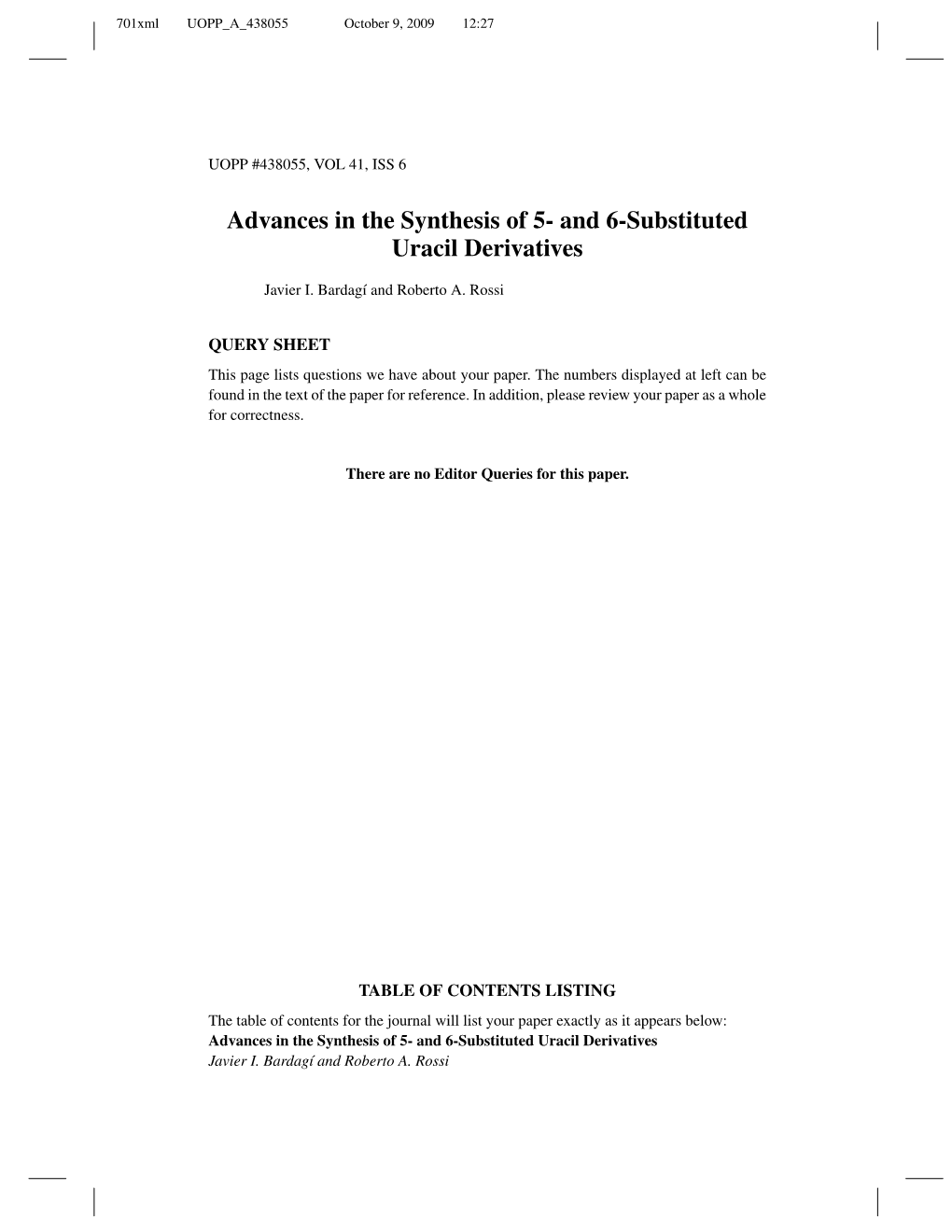 Advances in the Synthesis of 5- and 6-Substituted Uracil Derivatives