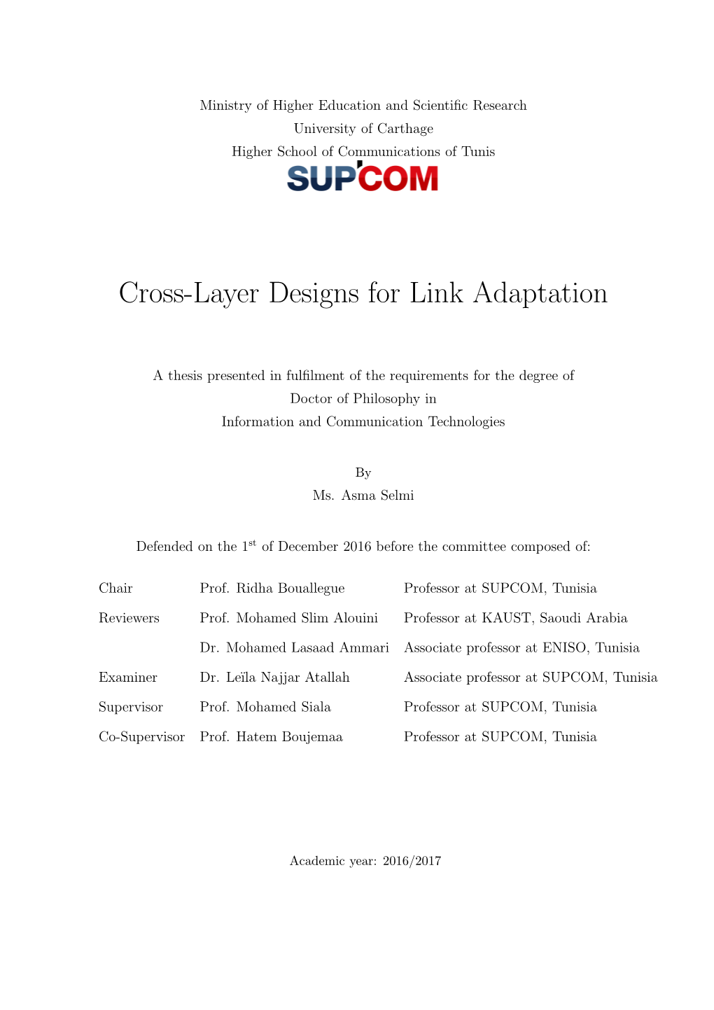 Cross-Layer Designs for Link Adaptation