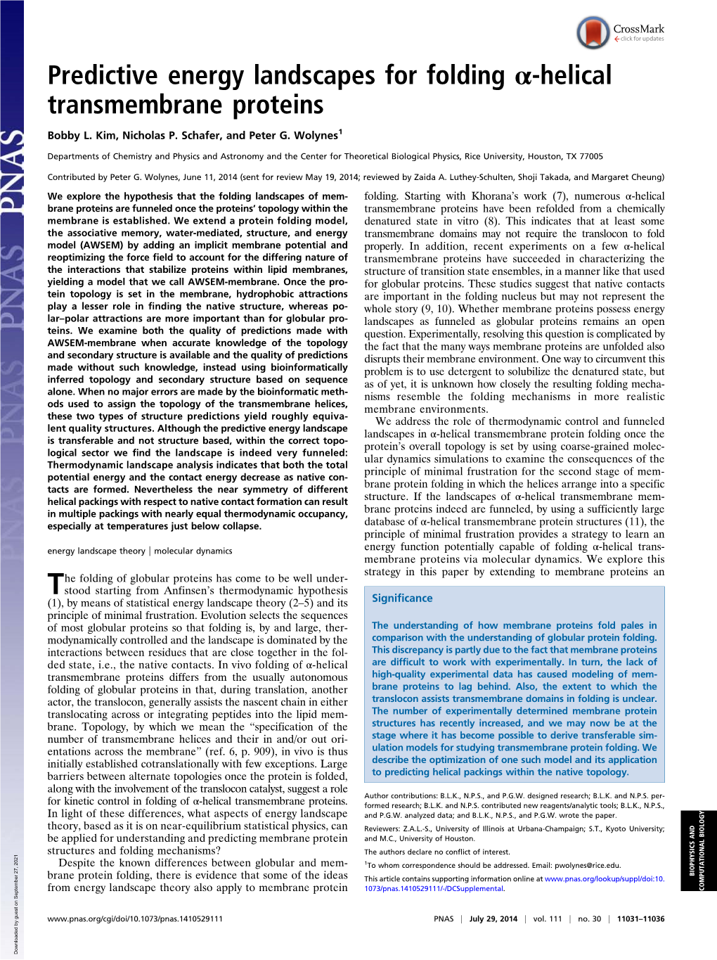 Predictive Energy Landscapes for Folding Α-Helical Transmembrane Proteins