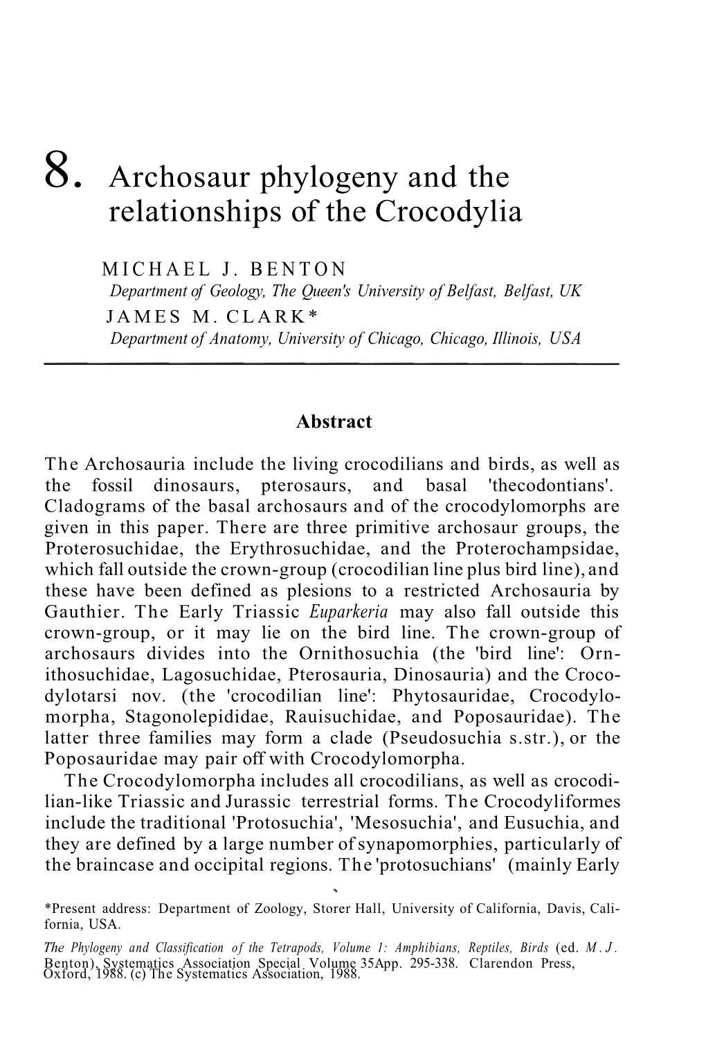 8. Archosaur Phylogeny and the Relationships of the Crocodylia