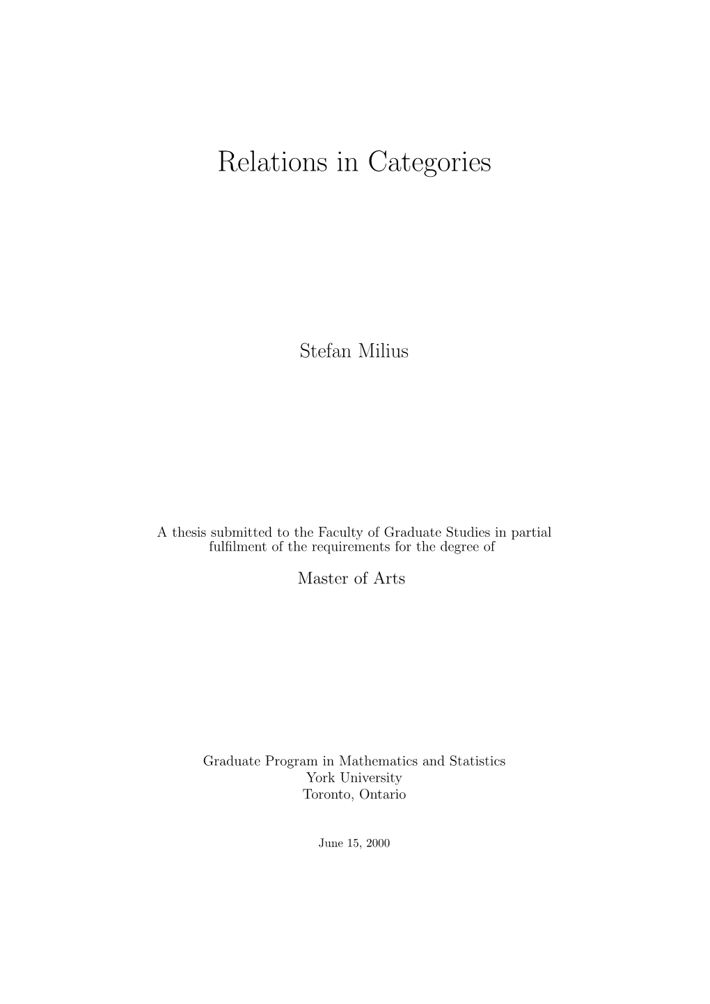 Relations in Categories