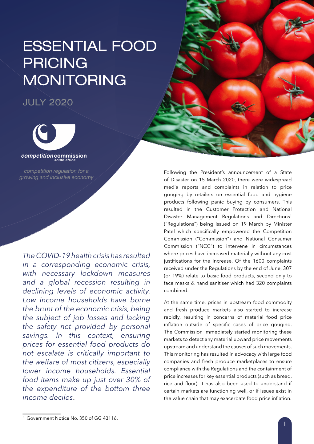 Essential Food Pricing Monitoring Report