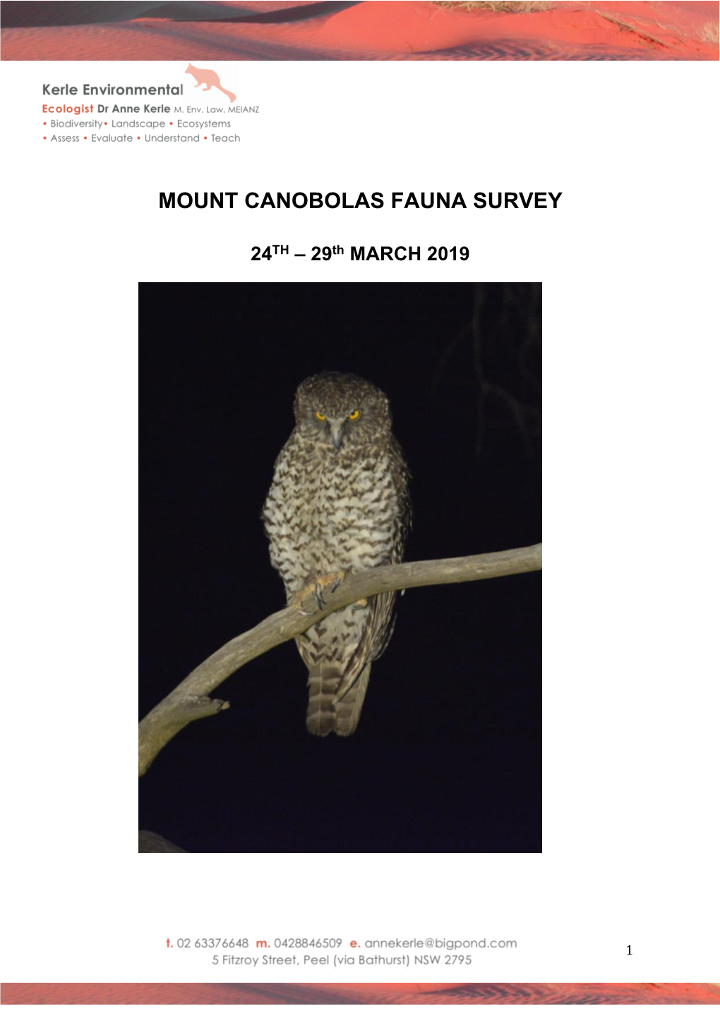 Mount Canobolas Fauna Survey