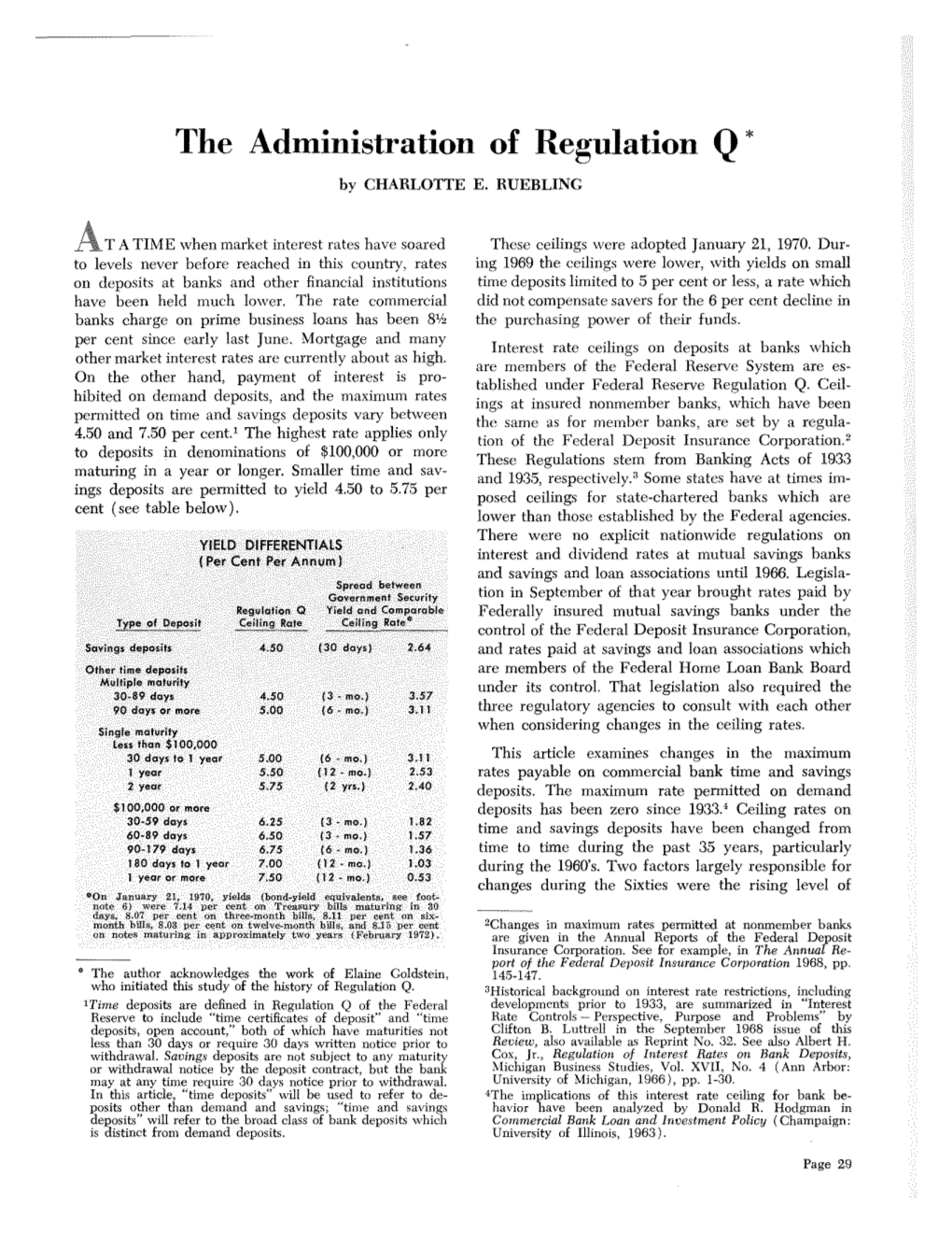 ATA TIME When Market Interest Rates Have Soared These Ceilings Were Adopted January 21, 1970