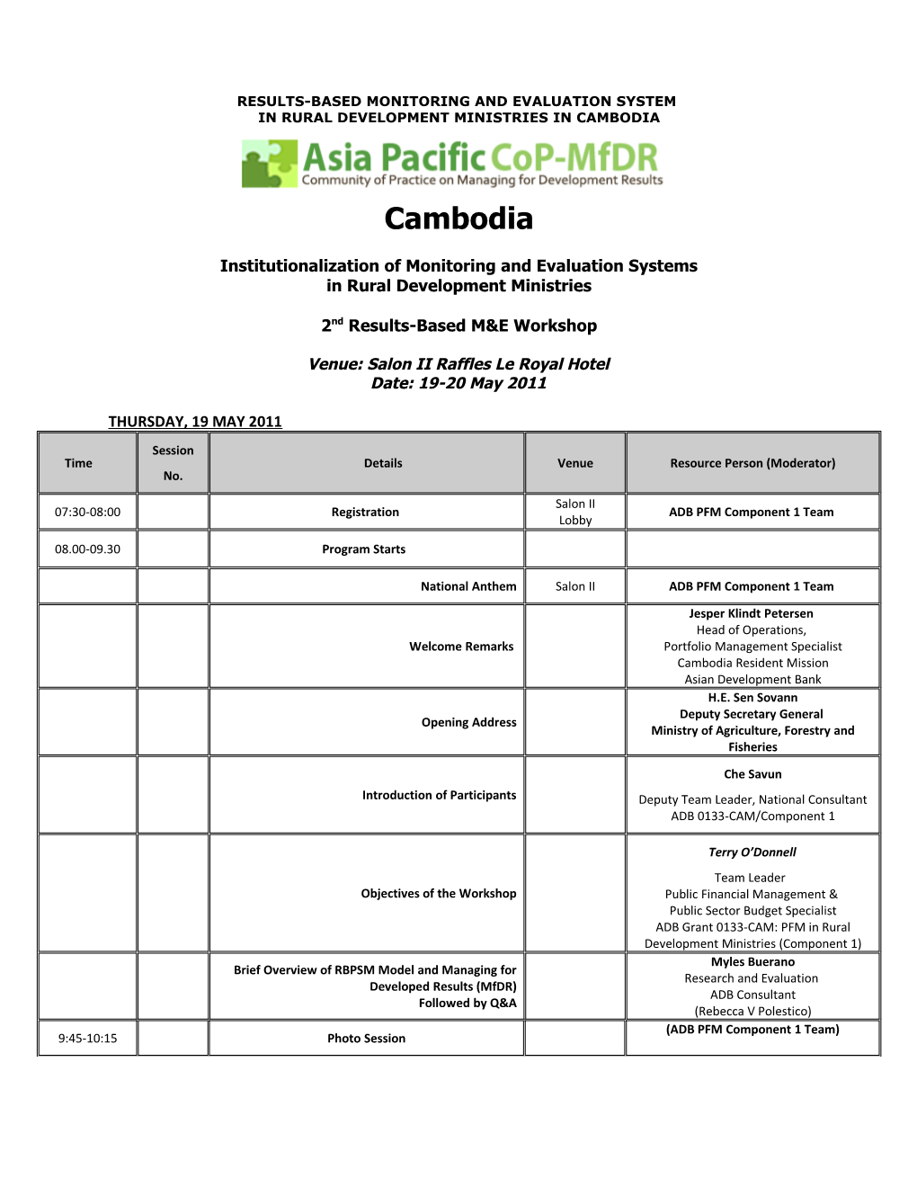 Results-Based Monitoring and Evaluation System