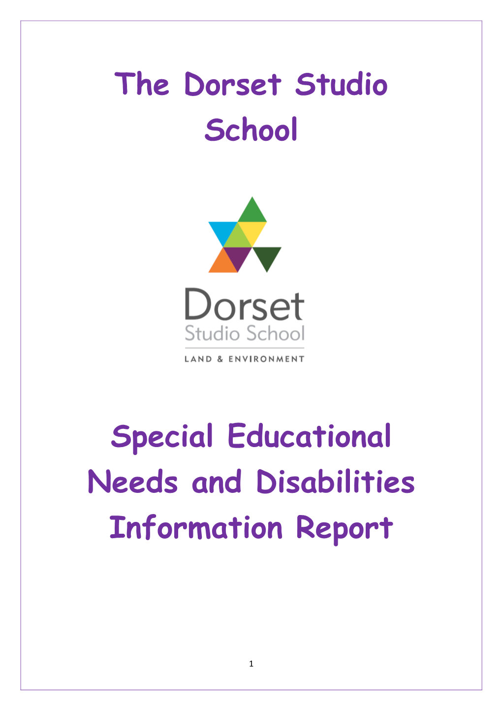 The Dorset Studio School Special Educational Needs and Disabilities