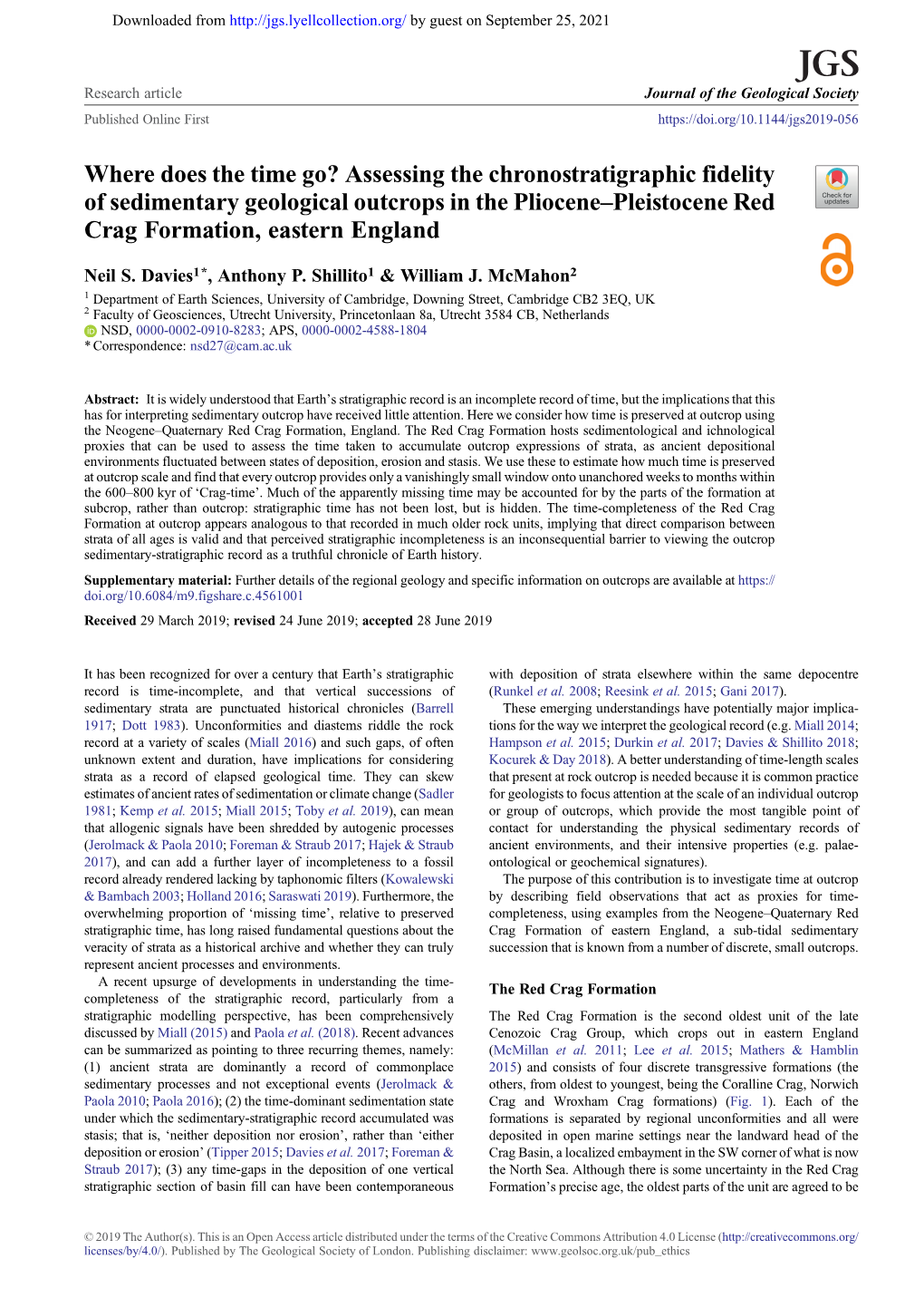 Assessing the Chronostratigraphic Fidelity of Sedimentary Geological Outcrops in the Pliocene–Pleistocene Red Crag Formation, Eastern England