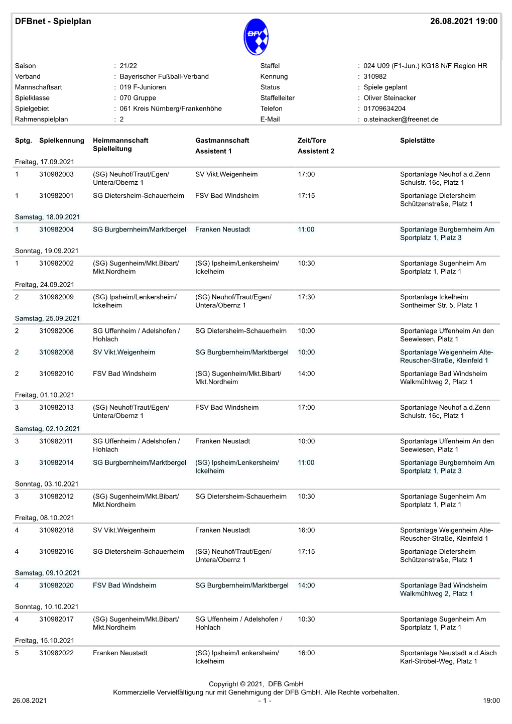 Dfbnet - Spielplan 26.08.2021 19:00