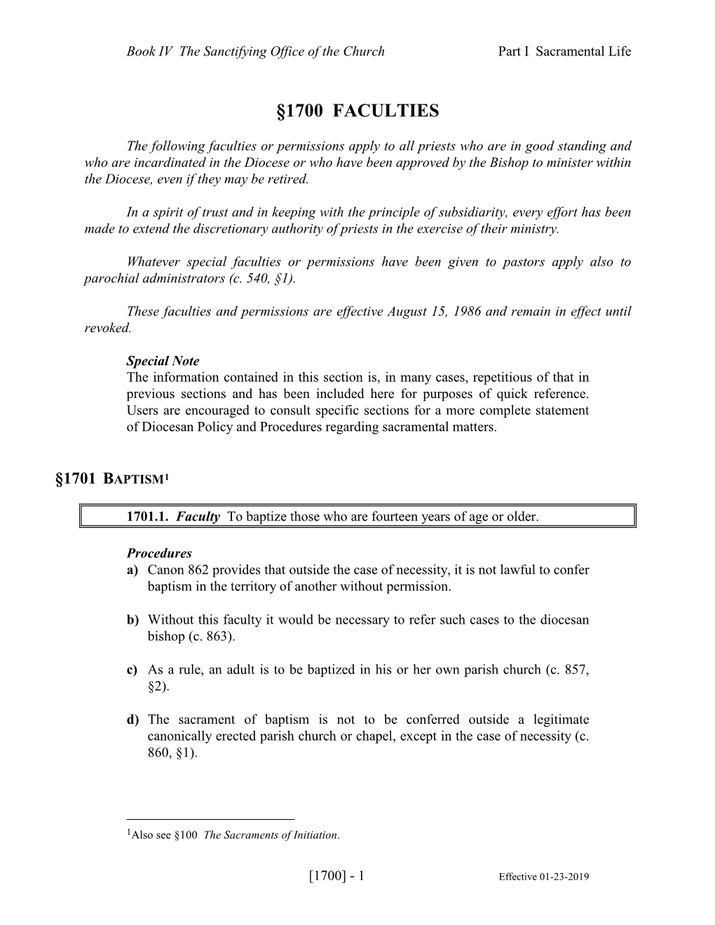 1700 Faculties