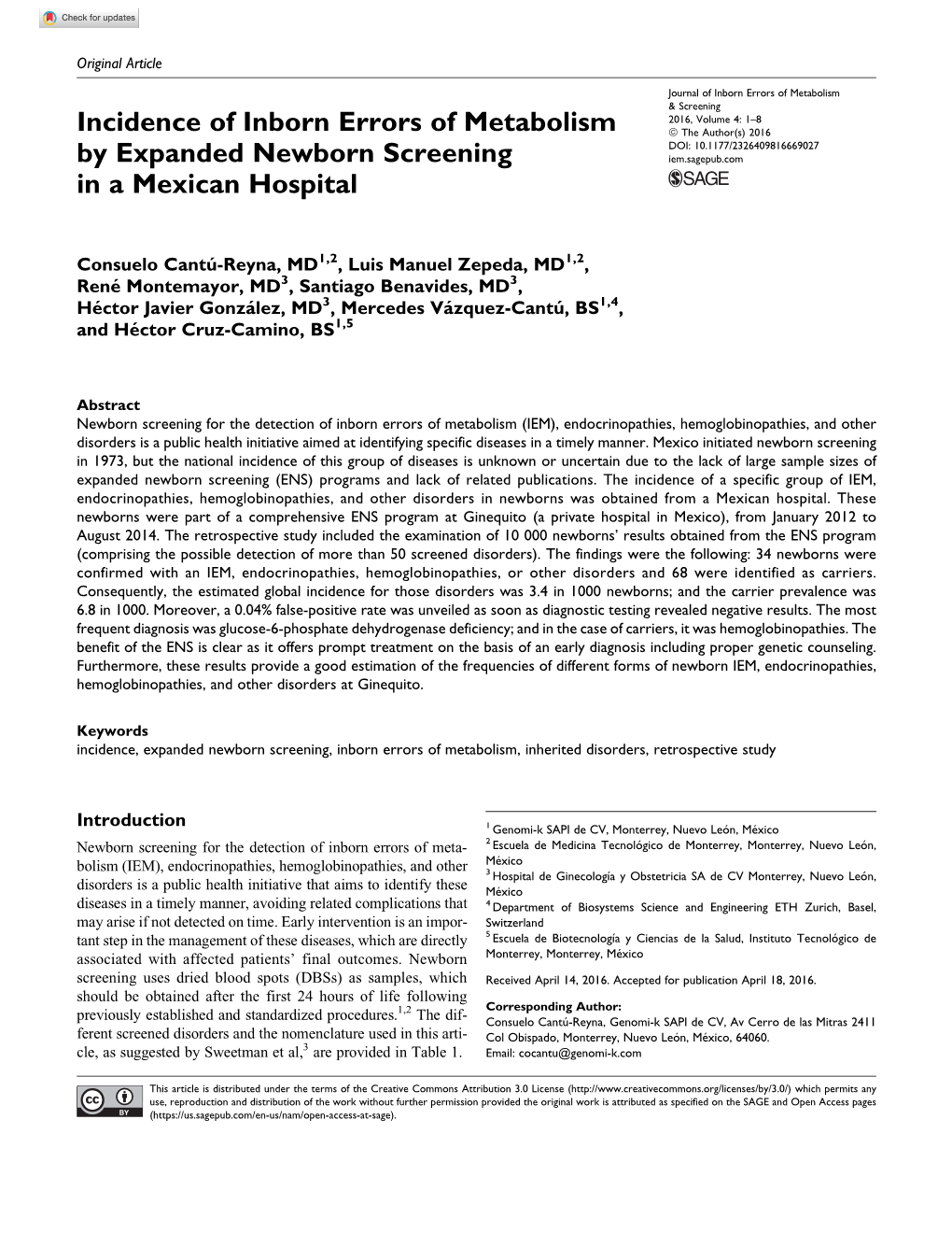 Incidence of Inborn Errors of Metabolism by Expanded Newborn