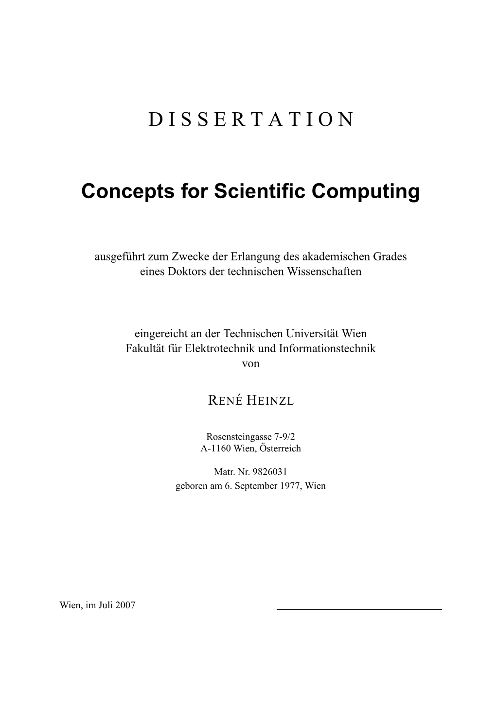 DISSERTATION Concepts for Scientific Computing