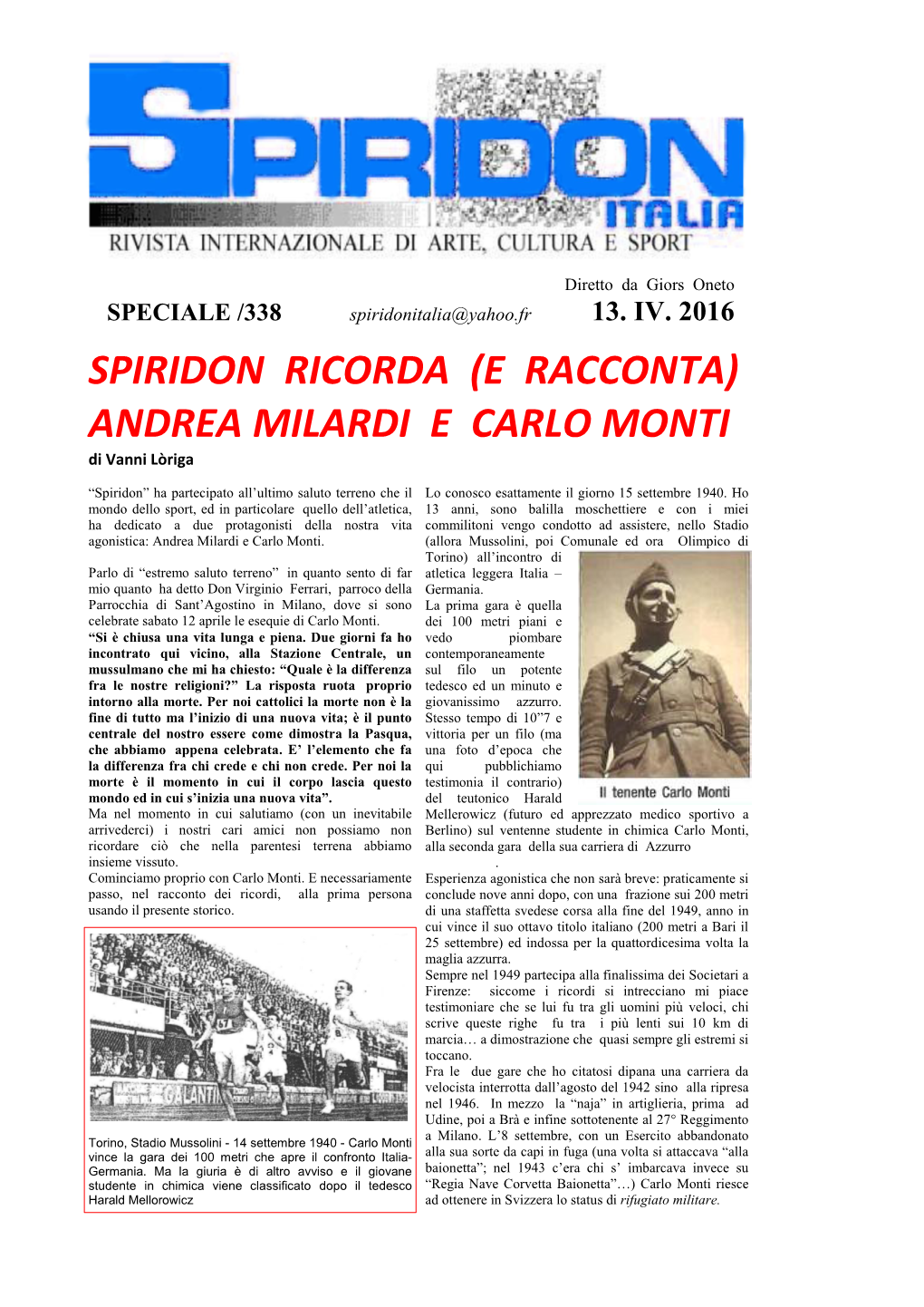 Spiridon Ricorda (E Racconta) Andrea Milardi E