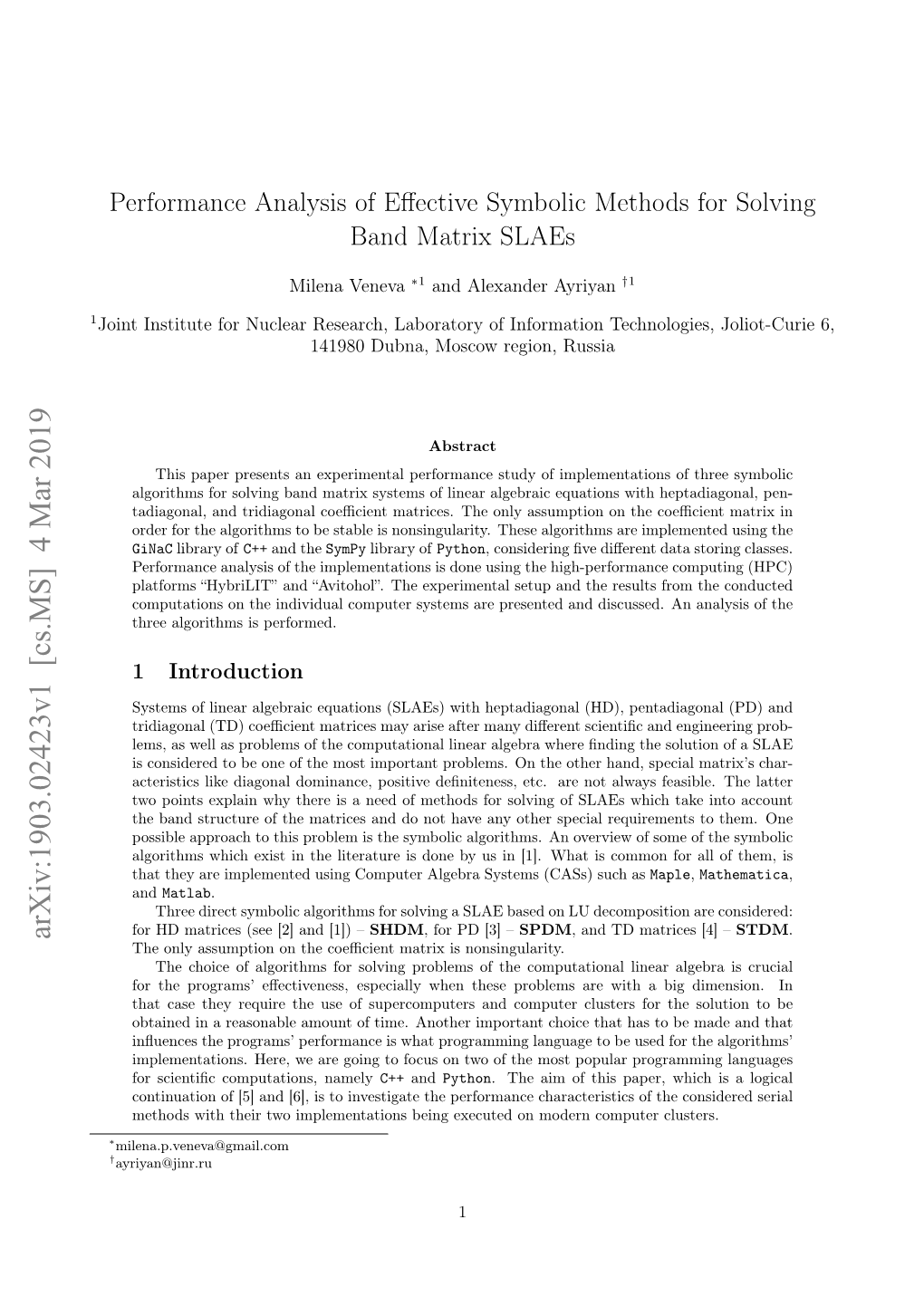 Performance Analysis of Effective Symbolic Methods for Solving Band Matrix Slaes