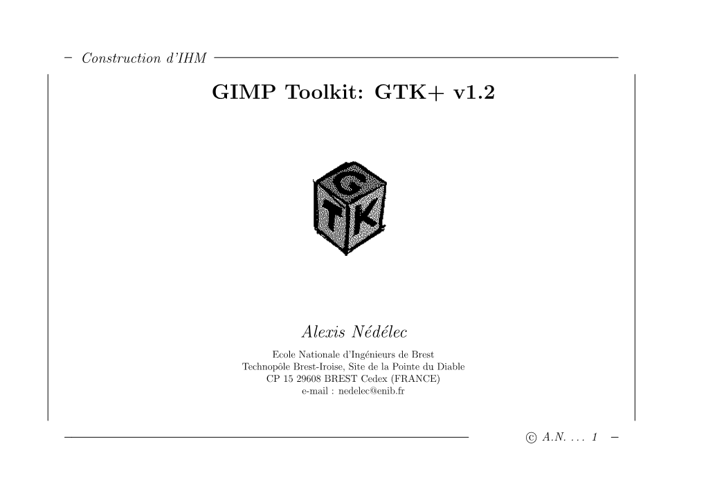 GIMP Toolkit: GTK+ V1.2