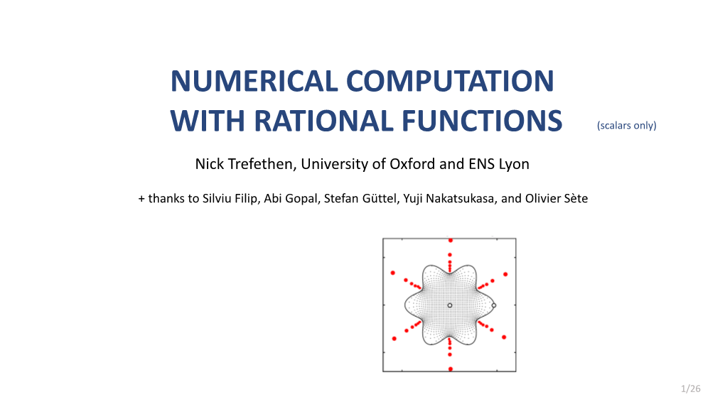 Numerical Computation with Rational Functions
