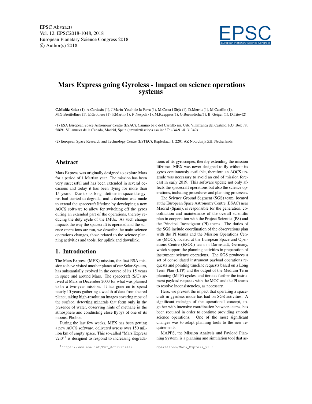 Mars Express Going Gyroless - Impact on Science Operations Systems