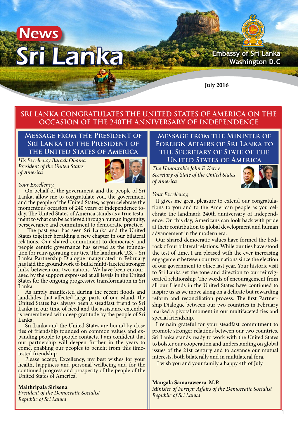 NEWS - SRI LANKA: the Embassy of Sri Lanka News