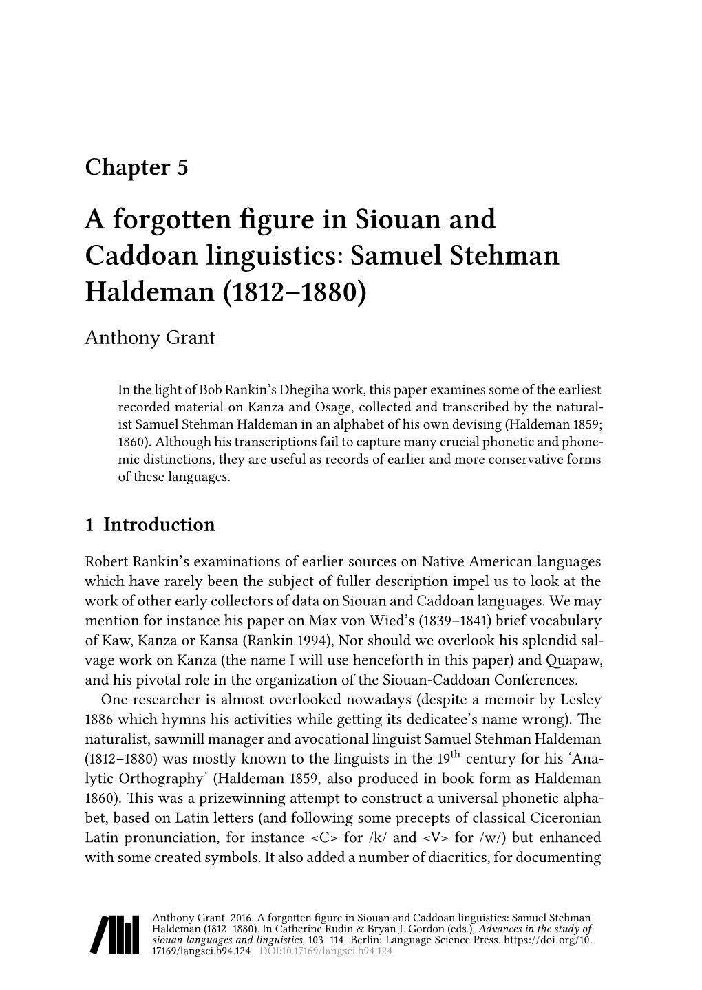 Samuel Stehman Haldeman (1812–1880) Anthony Grant