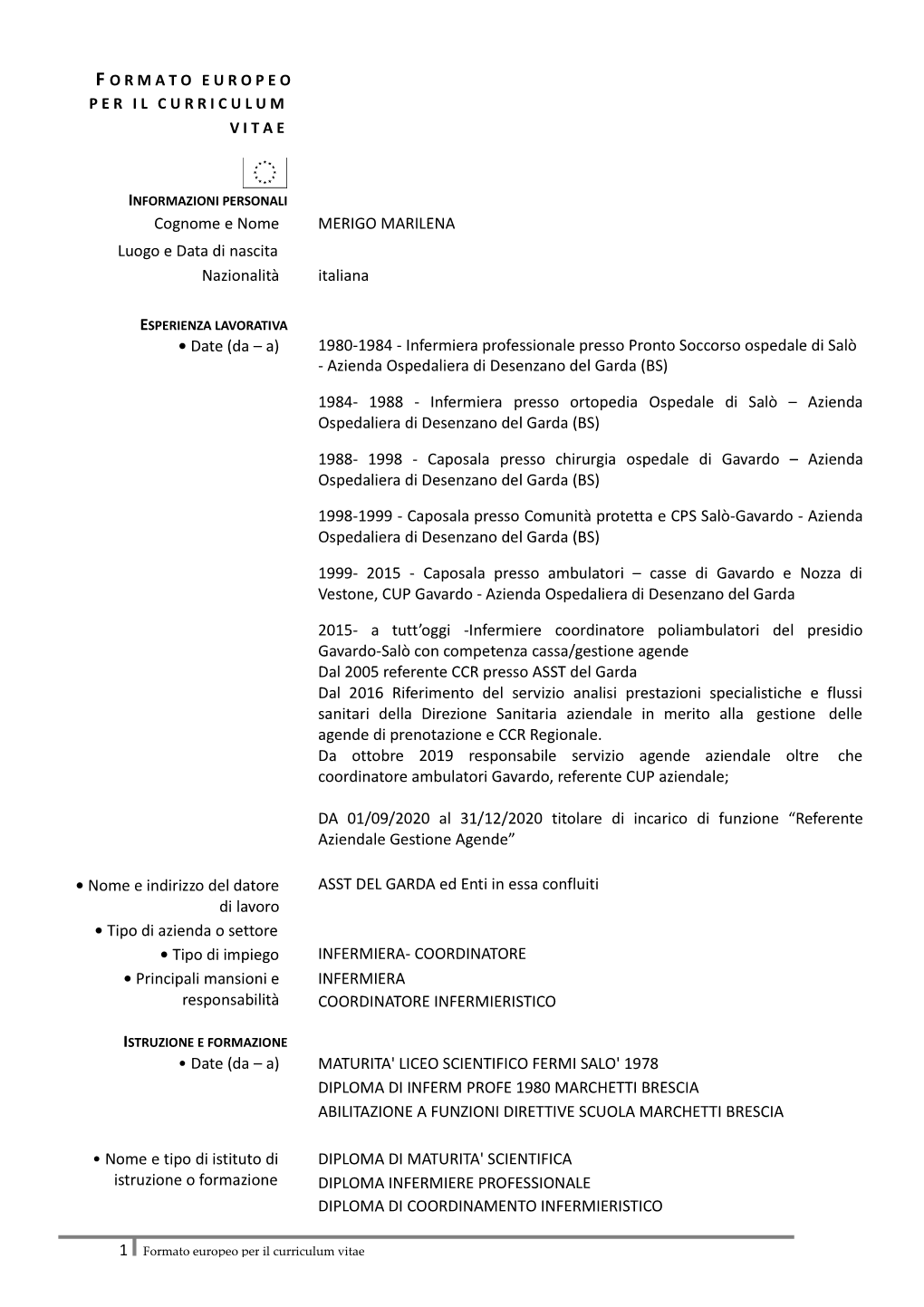 Curriculum Vitae Merigo Marilena 09.2020