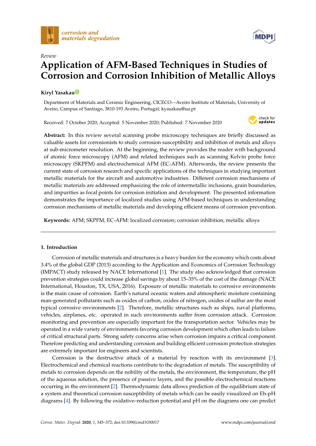 Application of AFM-Based Techniques in Studies of Corrosion and Corrosion Inhibition of Metallic Alloys