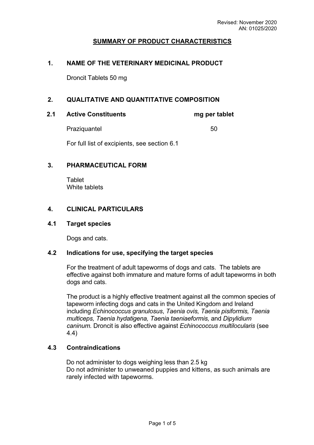 Summary of Product Characteristics 1. Name Of