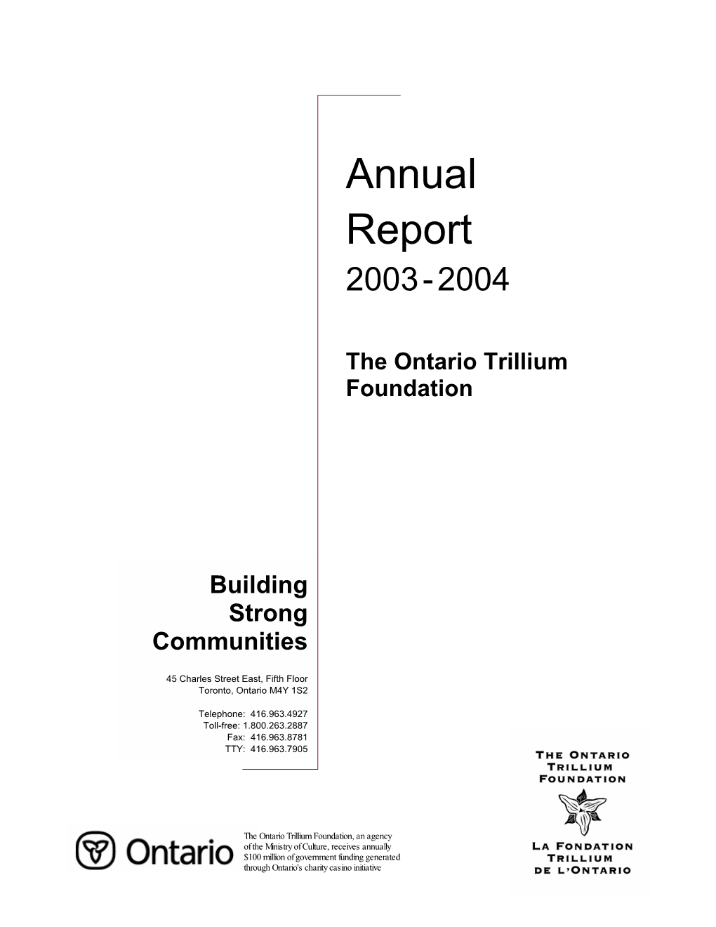 Annual Report for the Fiscal Year 2003-2004