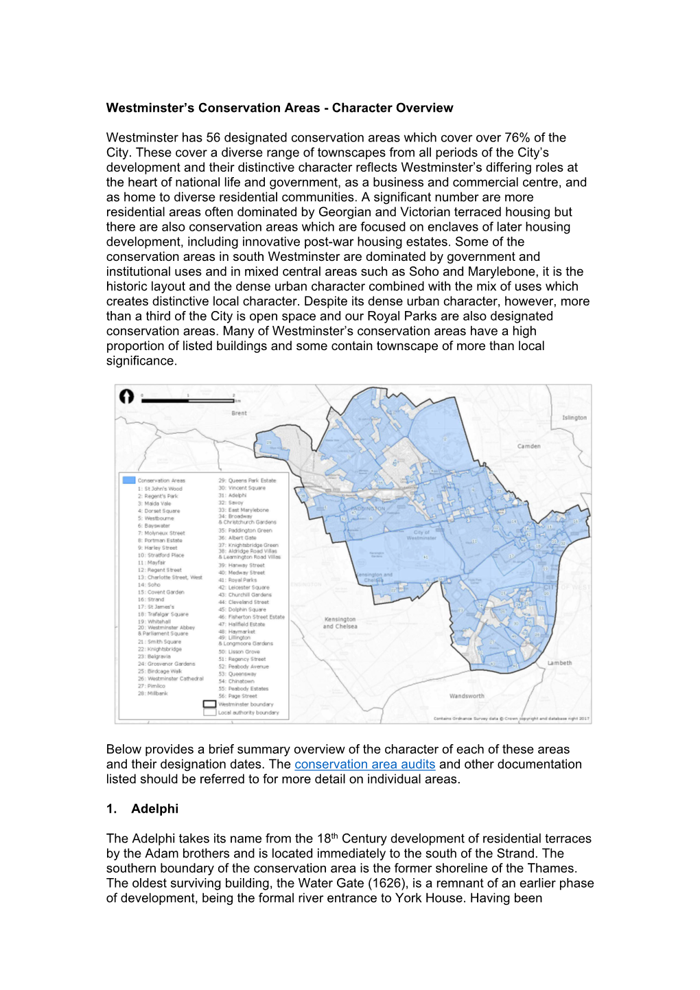 Character Overview Westminster Has 56 Designated Conservation Areas