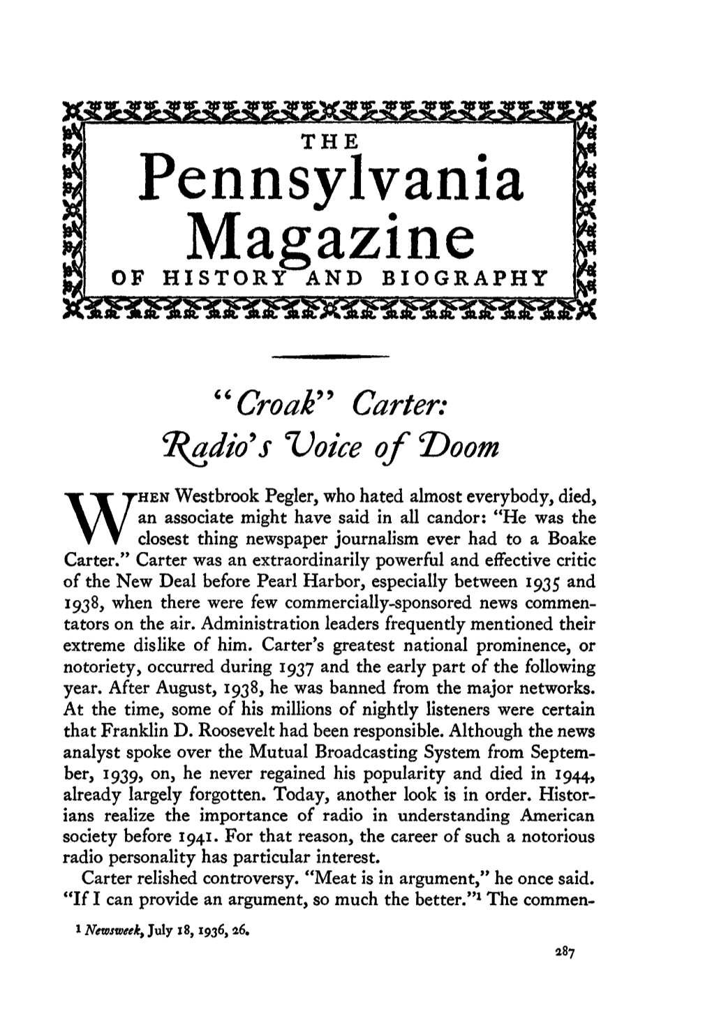 Pennsylvania Magazine of HISTORY and BIOGRAPHY