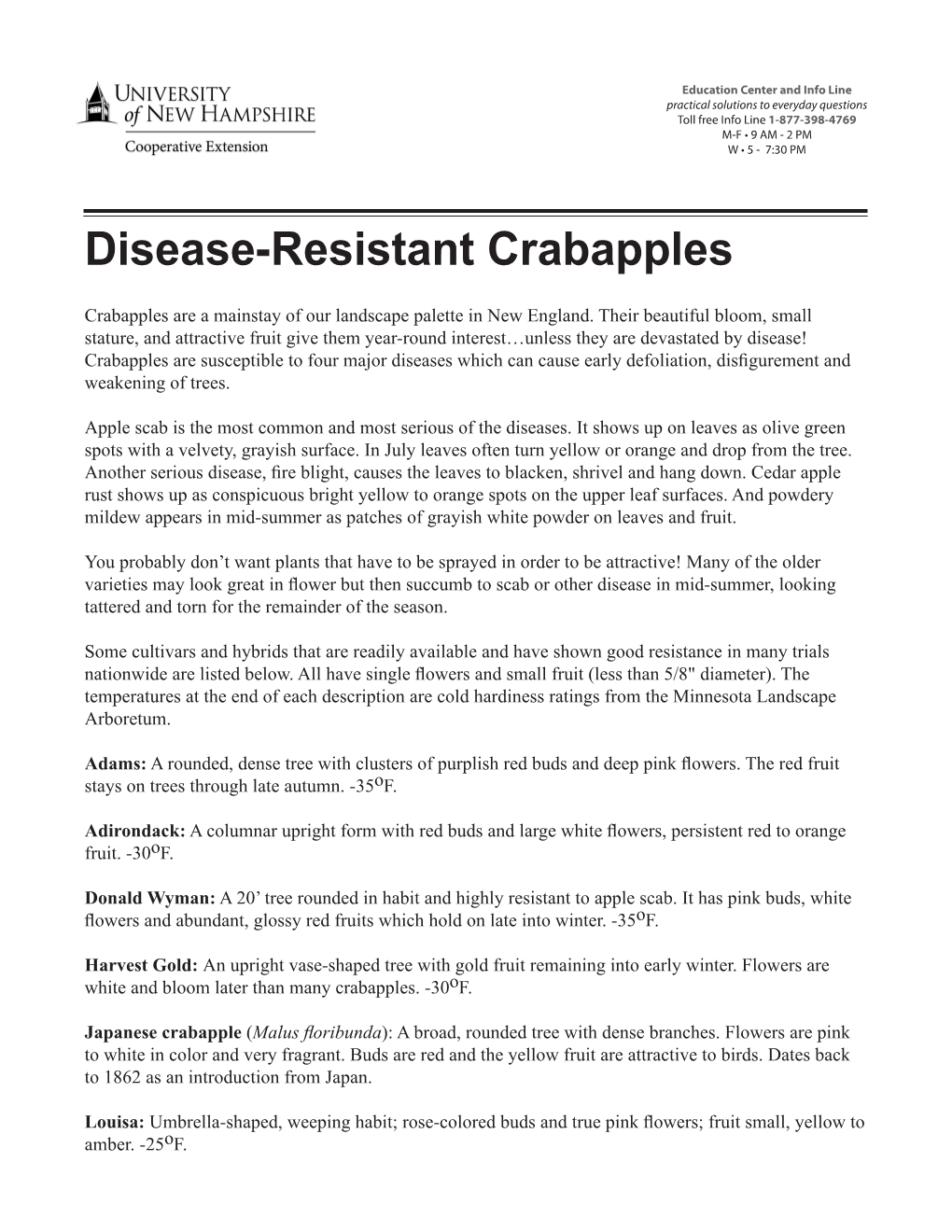 Disease-Resistant Crabapples