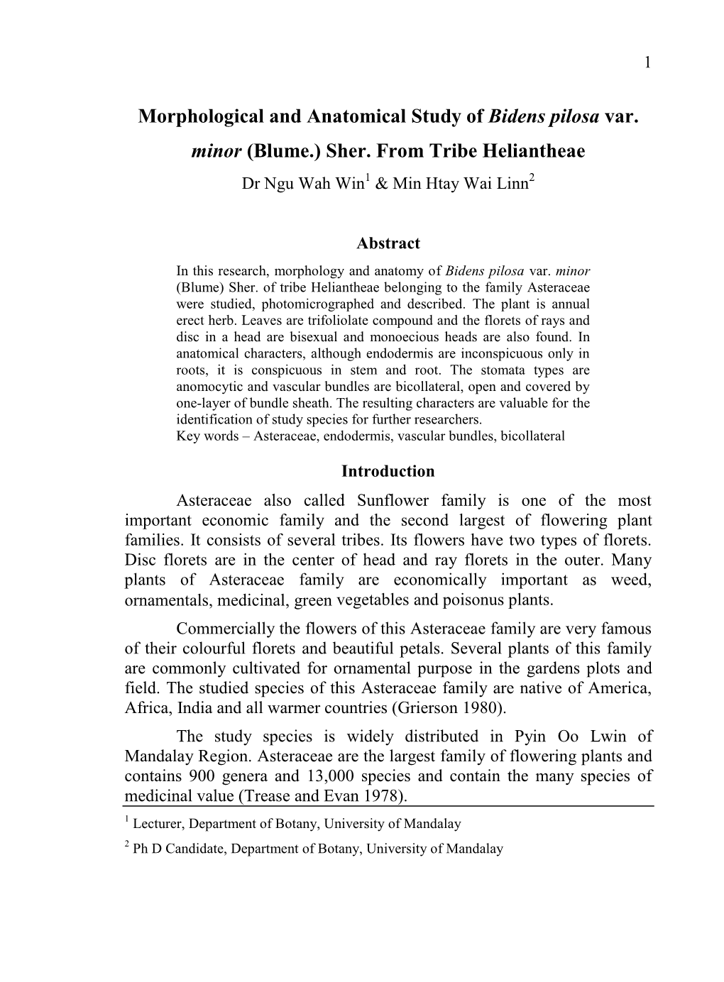 Morphological and Anatomical Study of Bidens Pilosa Var.Pdf (440.3