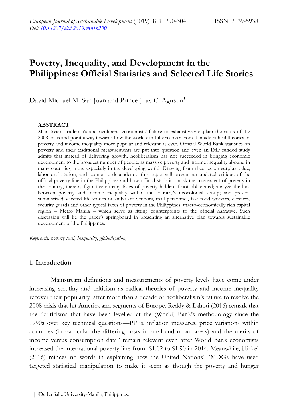 Poverty, Inequality, and Development in the Philippines: Official Statistics and Selected Life Stories
