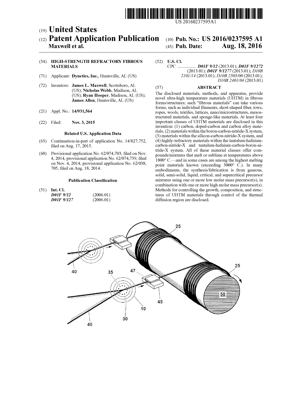 (12) Patent Application Publication (10) Pub. No.: US 2016/0237595 A1 Maxwell Et Al